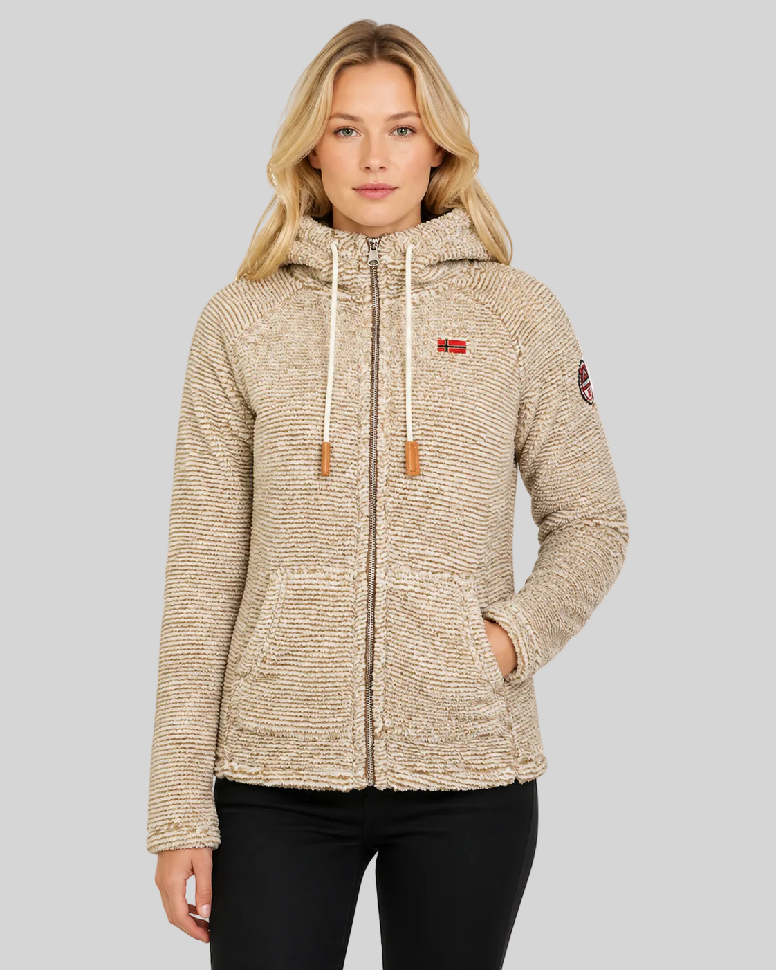 geographical-norway-trigo-damen-fleecejacke-dunkelgrau-kapuze image 6