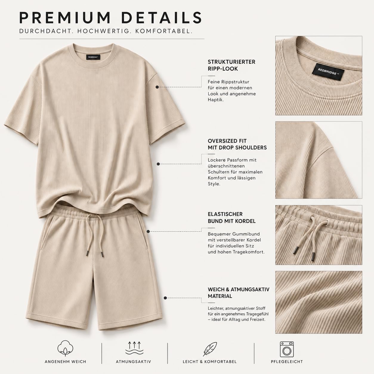 redbridge-sommer-set-t-shirt-shorts-beige-gr-e-s image 4