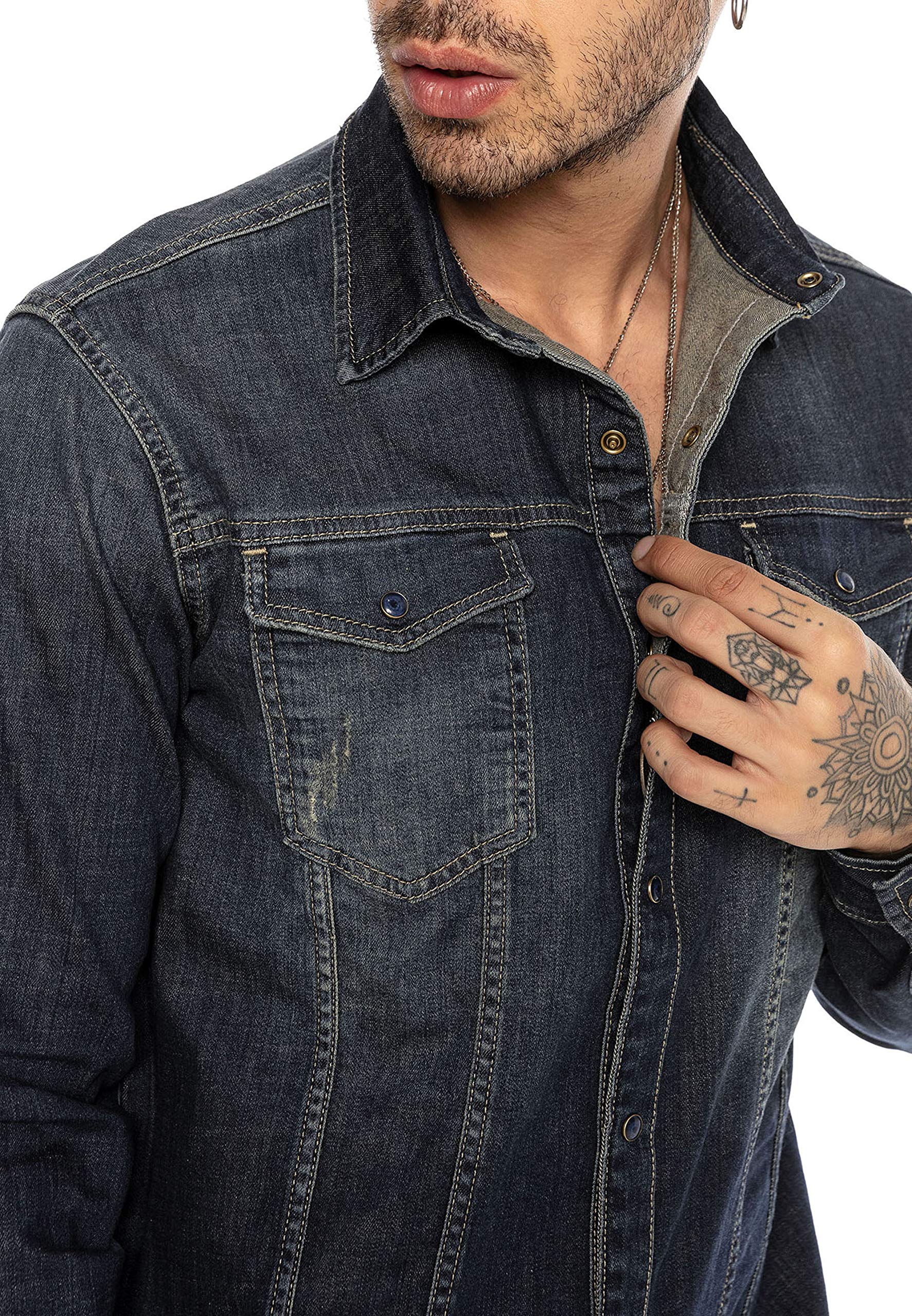 redbridge-premium-denim-jeanshemd-herren-m-blau image 2