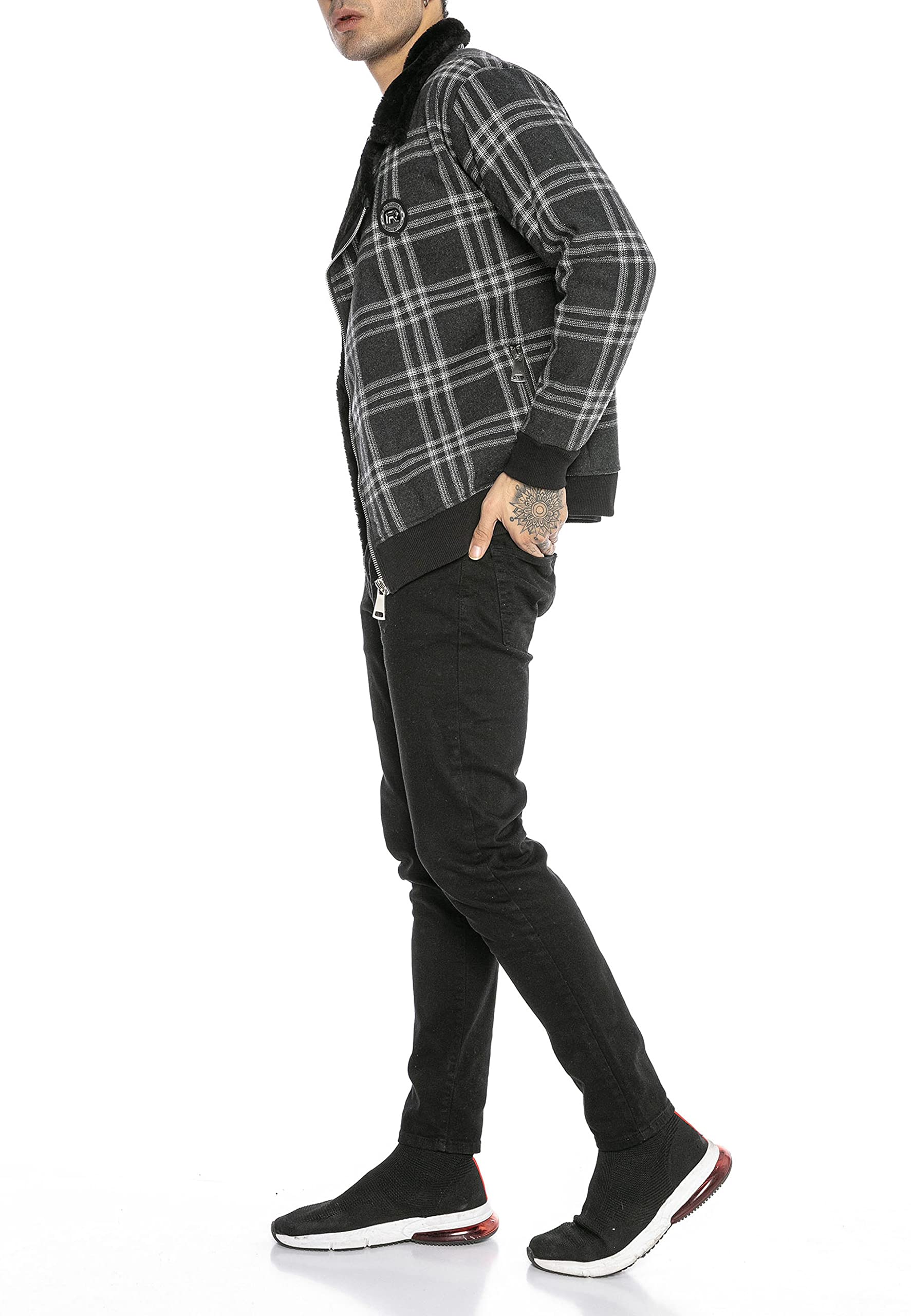 redbridge-m6123-karierte-herrenjacke-bergangsjacke-kunstfell image 7