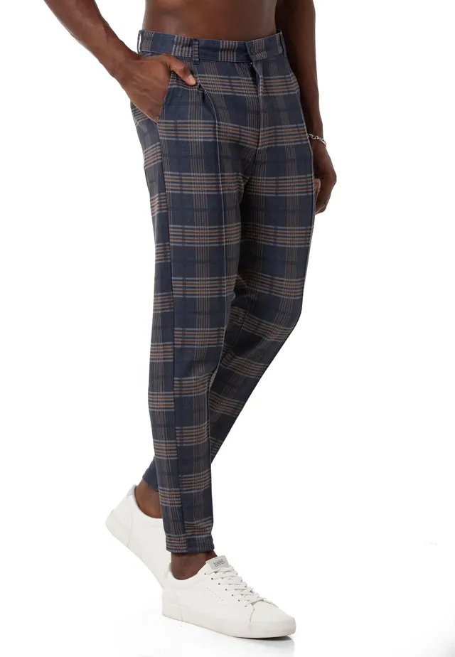 redbridge-hosen-chino-hose-herren-kariert-gummibund-gr-m image 1