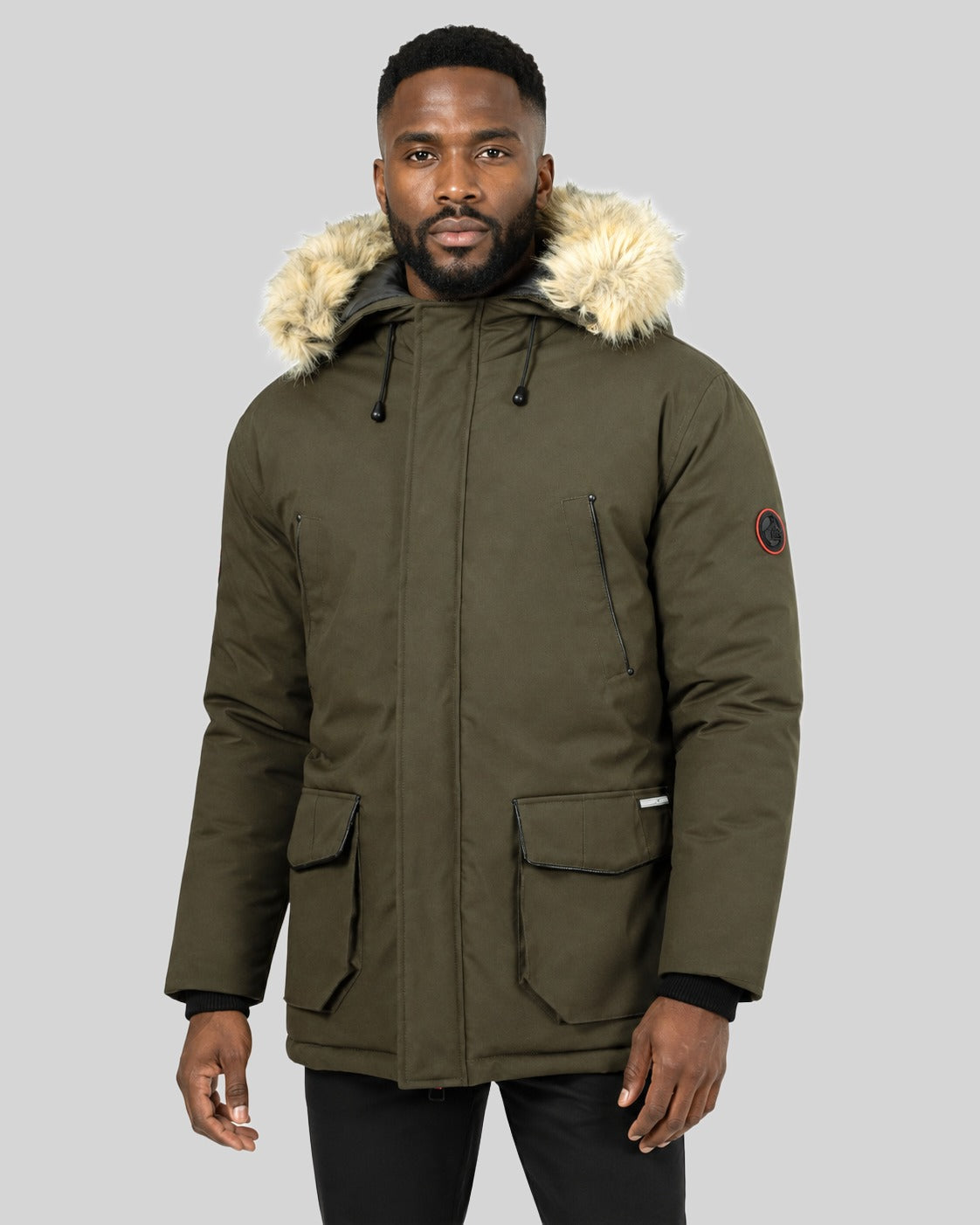 geographical-norway-claude-parka-herren-kaki-winterparka-fellkapuze image 1