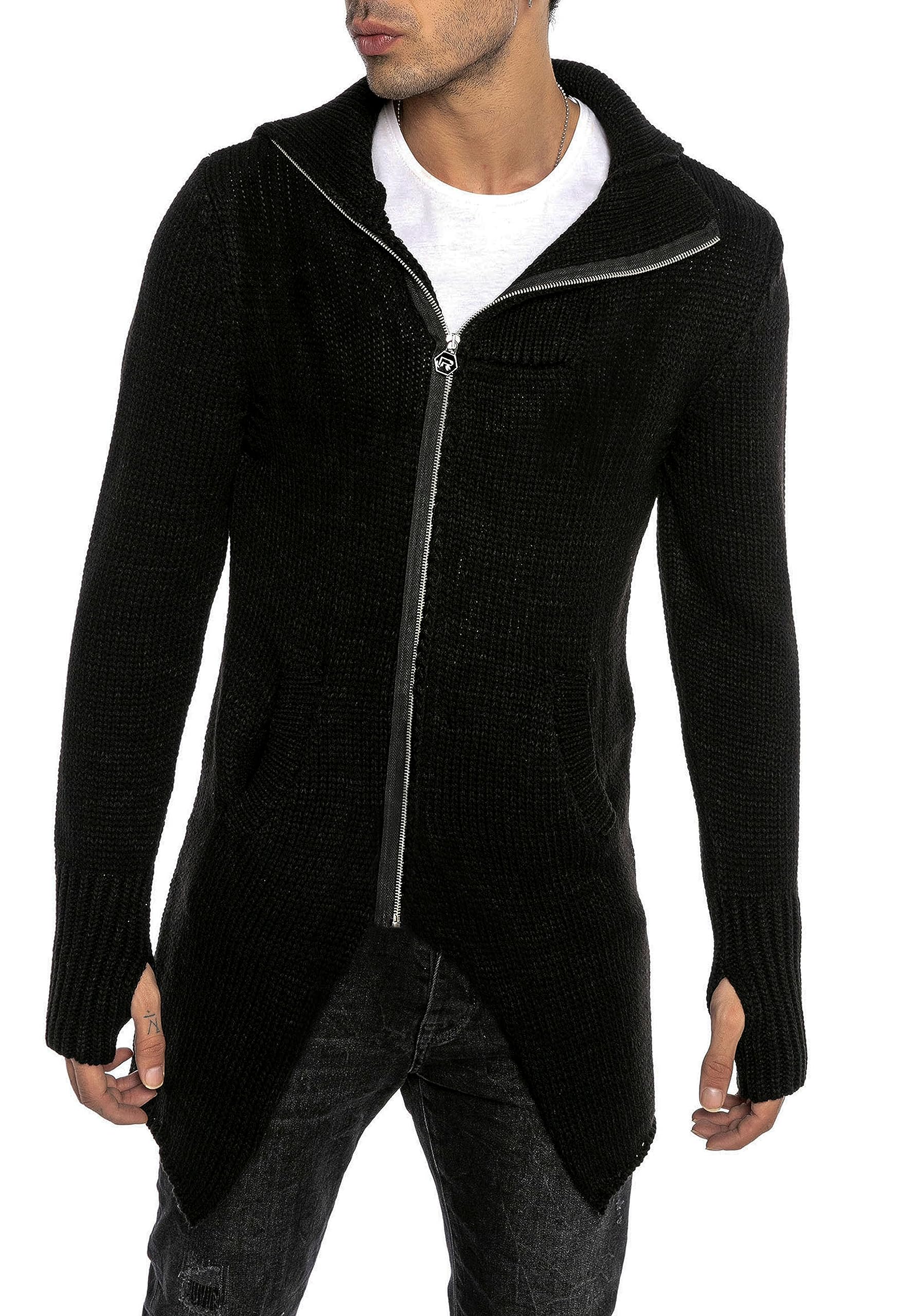 redbridge-asymetric-cut-strickjacke-herren-kapuze-gr-l image 1