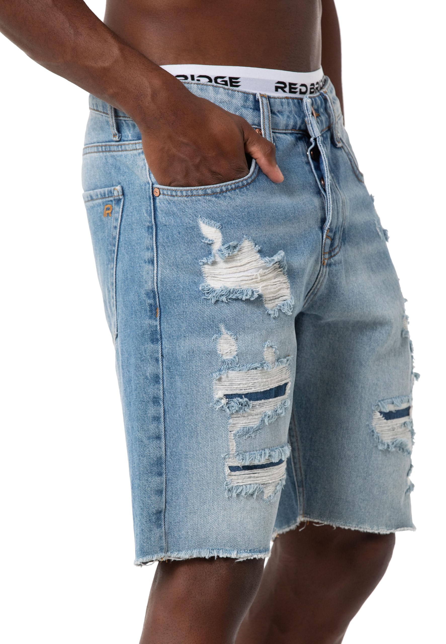 redbridge-premium-denim-shorts-jeans-herren-blau-distressed image 2
