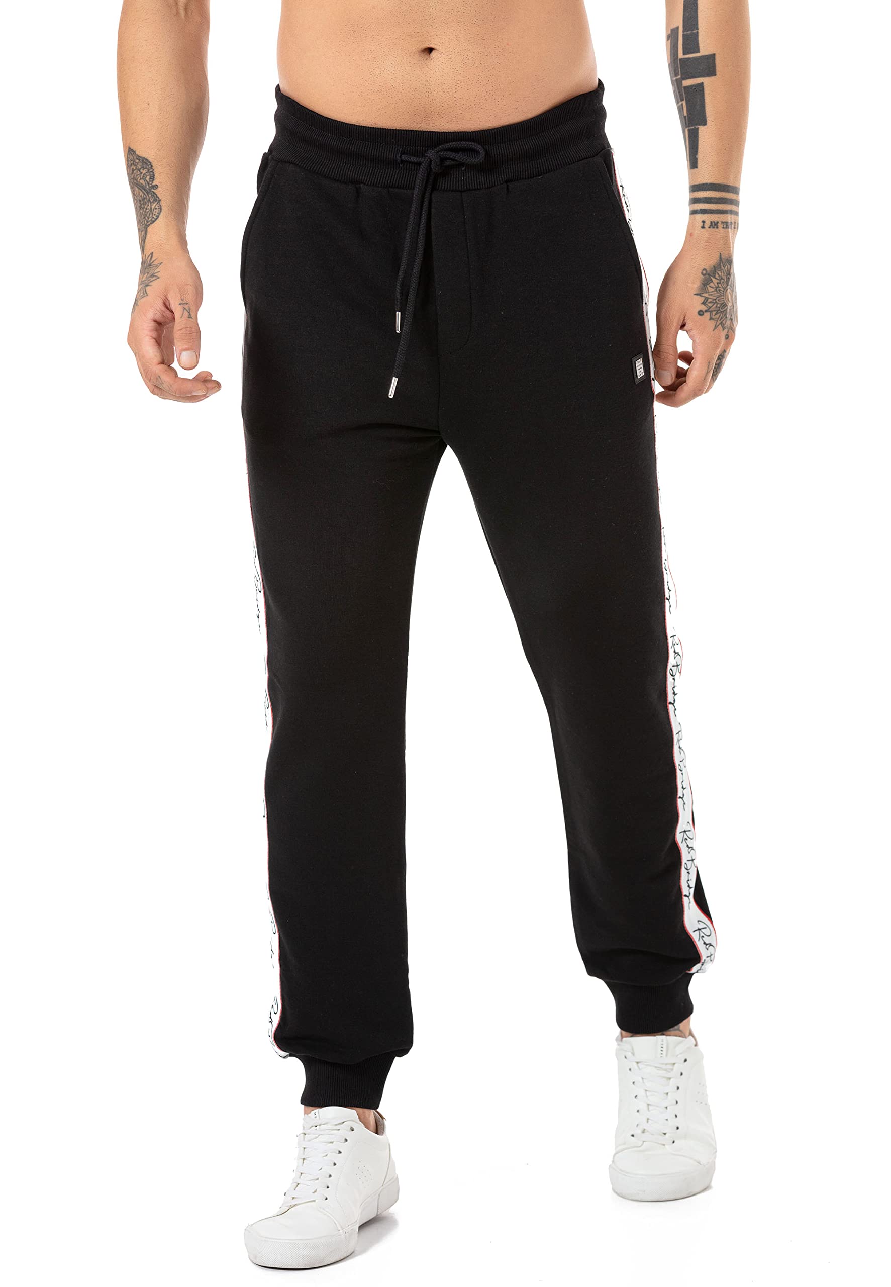 redbridge-hosen-jogginghose-sweatpants-schwarz-l-mit-streifen image 3