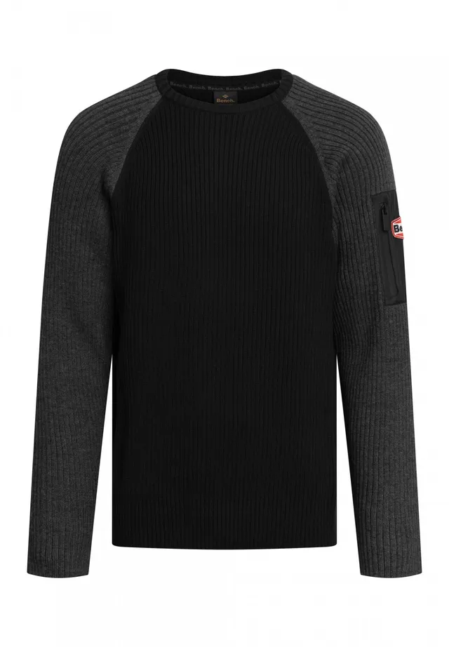 bench-hadlow-pullover-herren-grey-marl-rippstrick-rundhals image 1