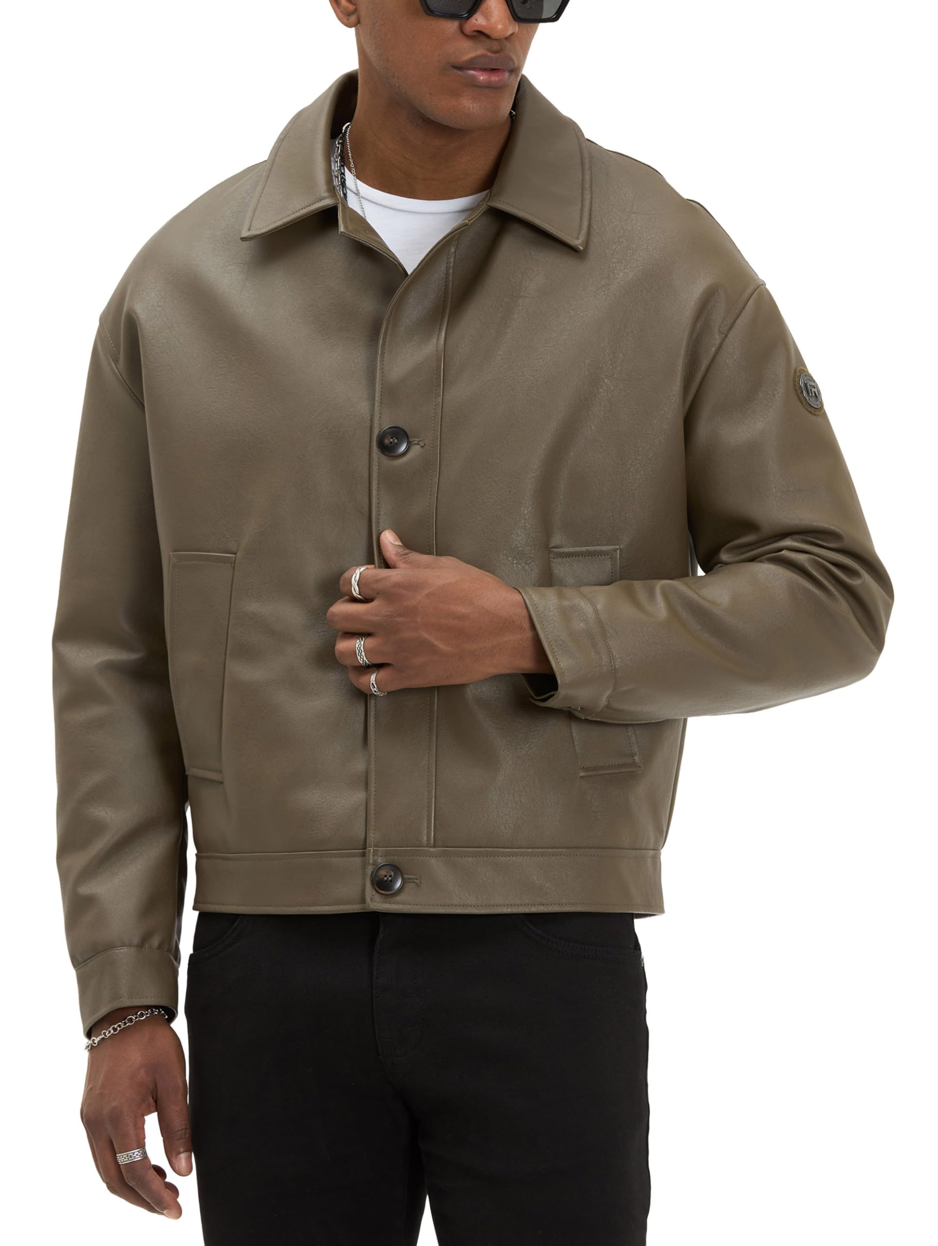 redbridge-kunstlederjacke-herren-oversized-knopf-schwarz-xl image 3