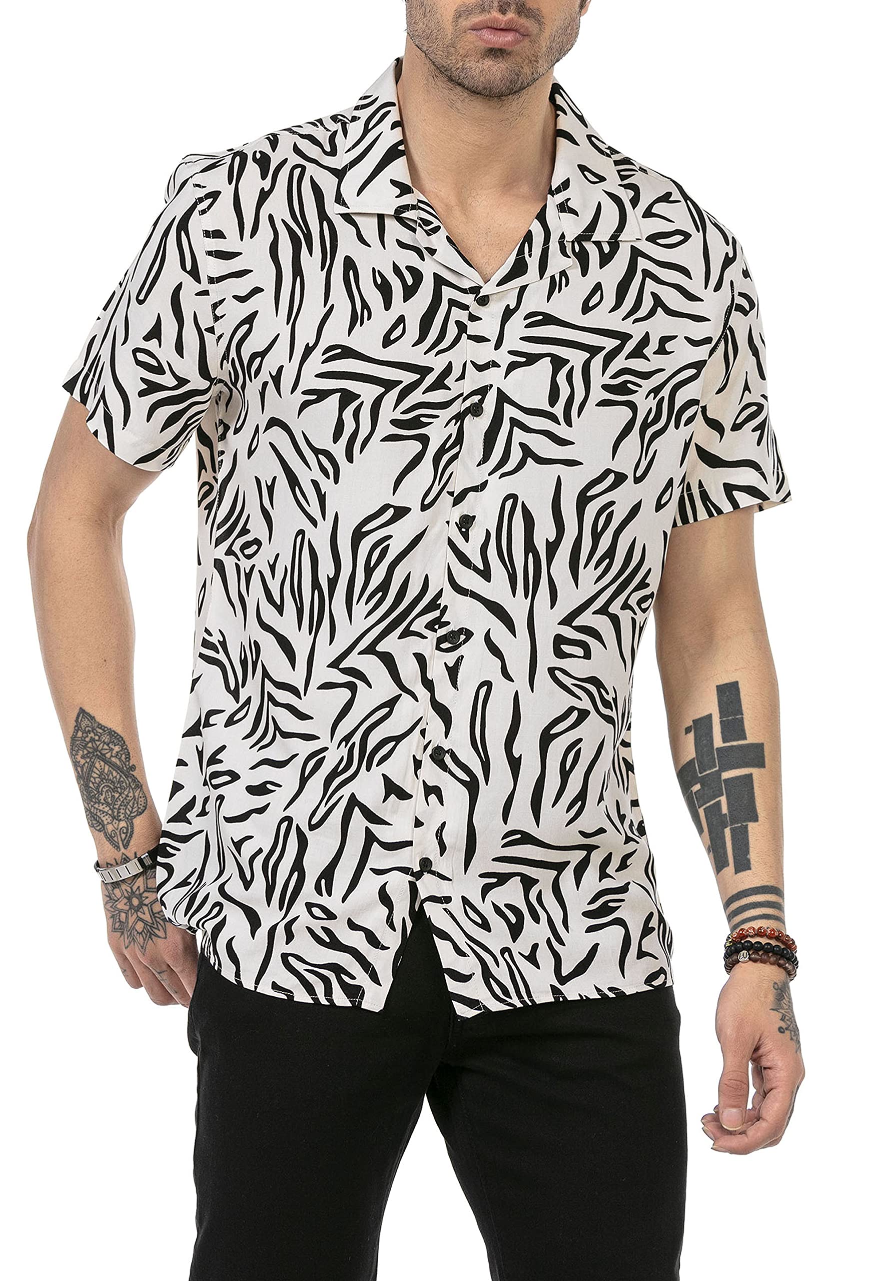 redbridge-hemden-kurzarm-freizeit-hemd-animal-print-leichter-stoff-wei-l image 1