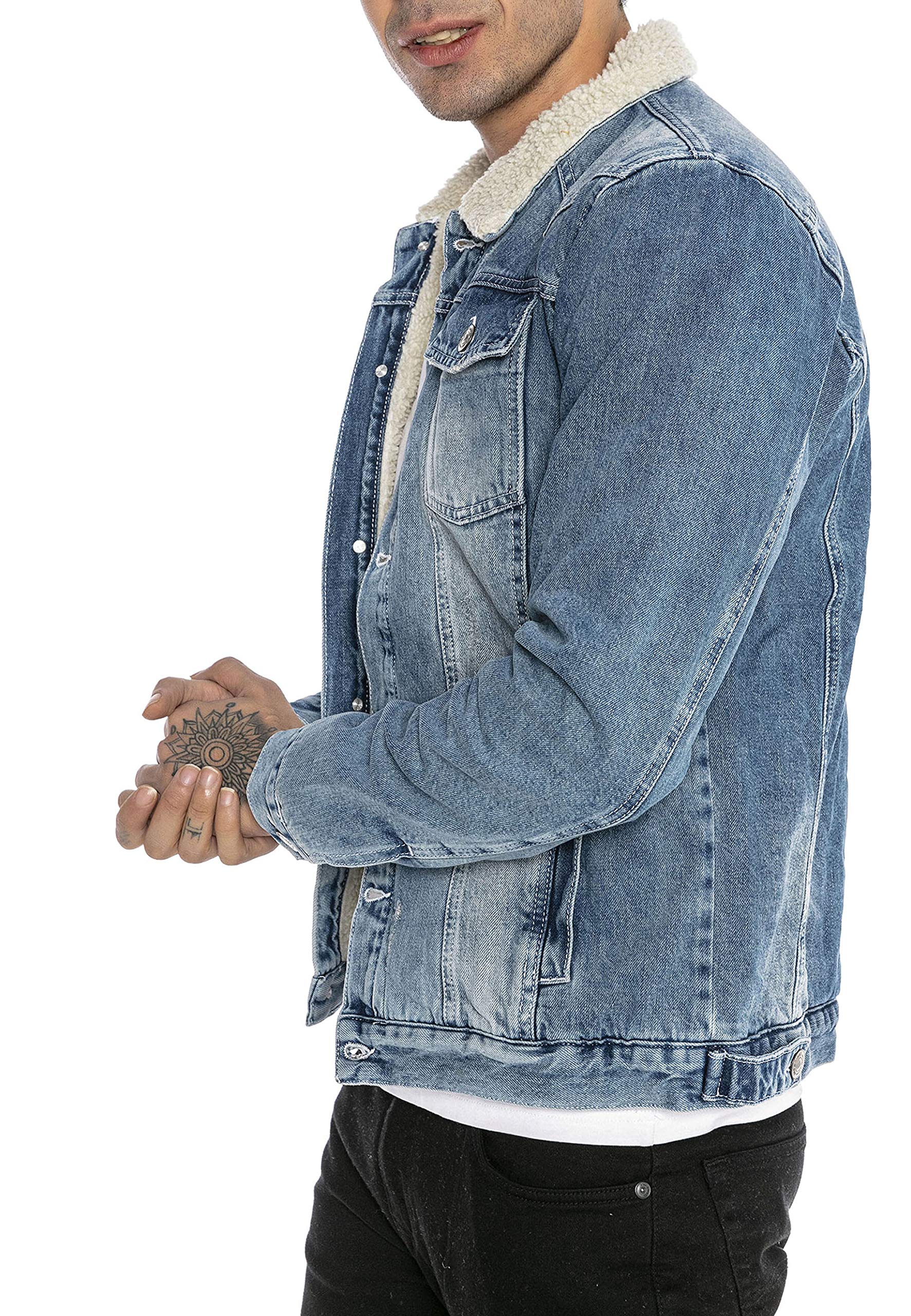 redbridge-jeansjacke-herren-denim-gef-ttert-schwarz-winter-bergangsjacke image 4