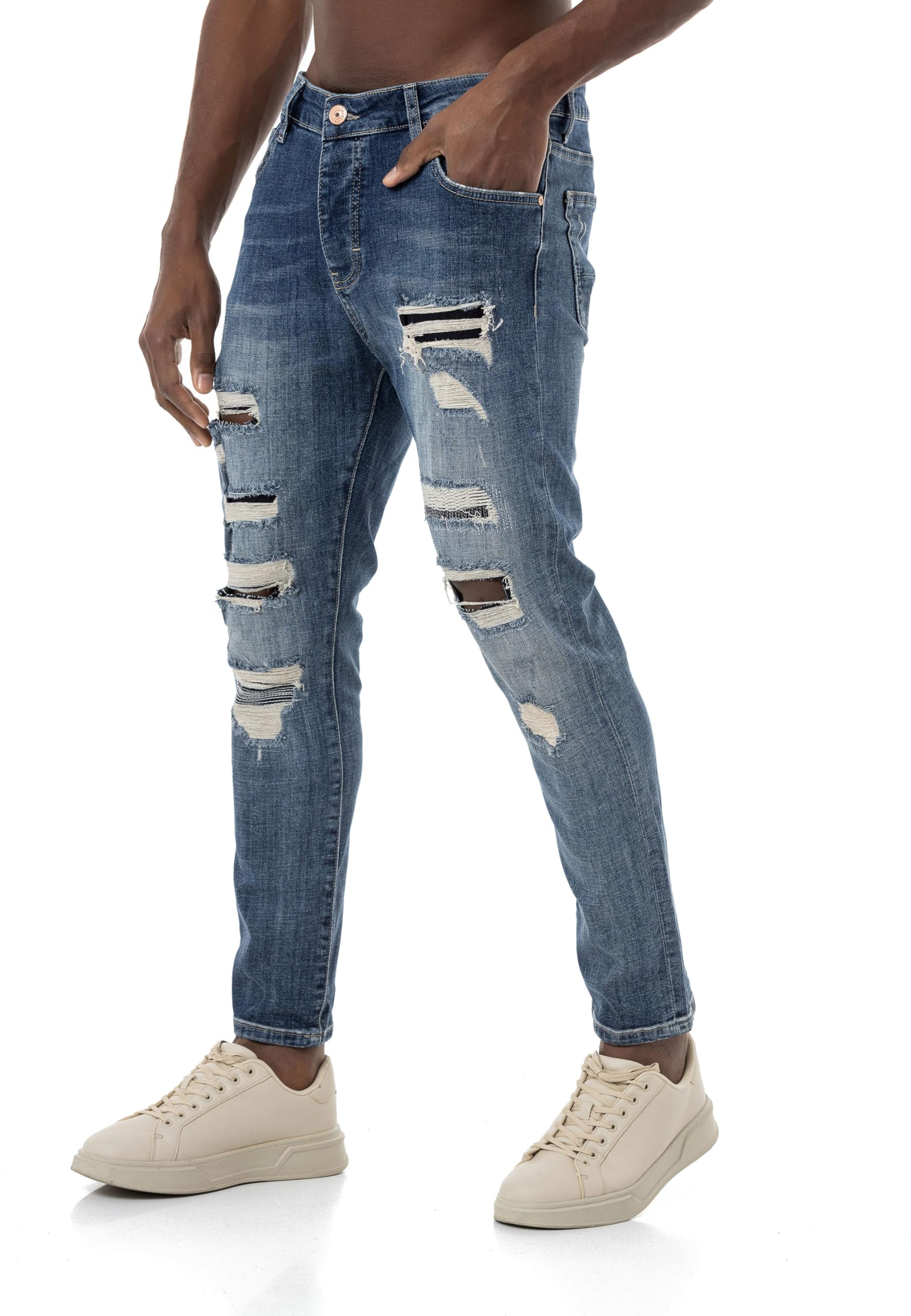 redbridge-jeans-denim-pants-herren-blau-destroyed-29w-32l image 7