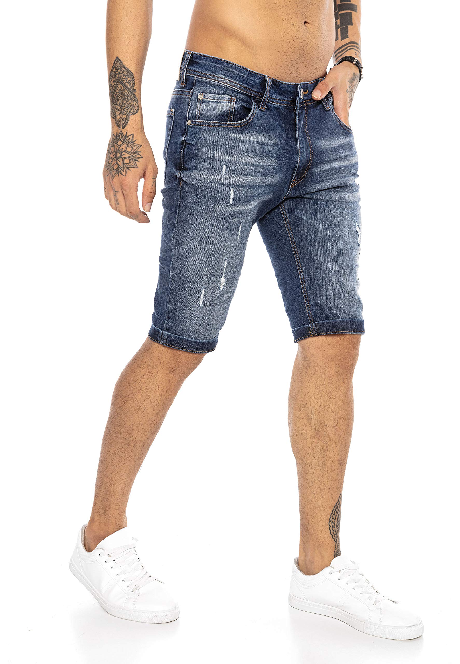 redbridge-shorts-jeans-shorts-denim-blau-28w-destroyed image 3
