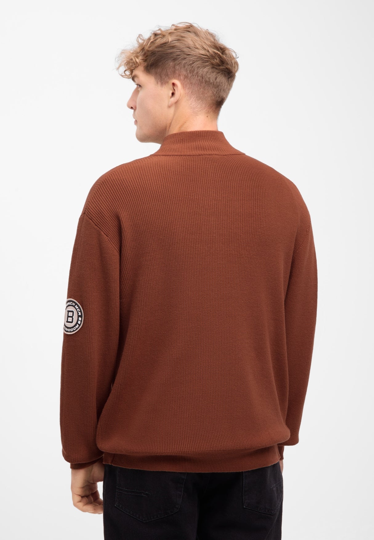 bench-alvar-herren-strickpullover-rustic-brown-viertelzip image 3