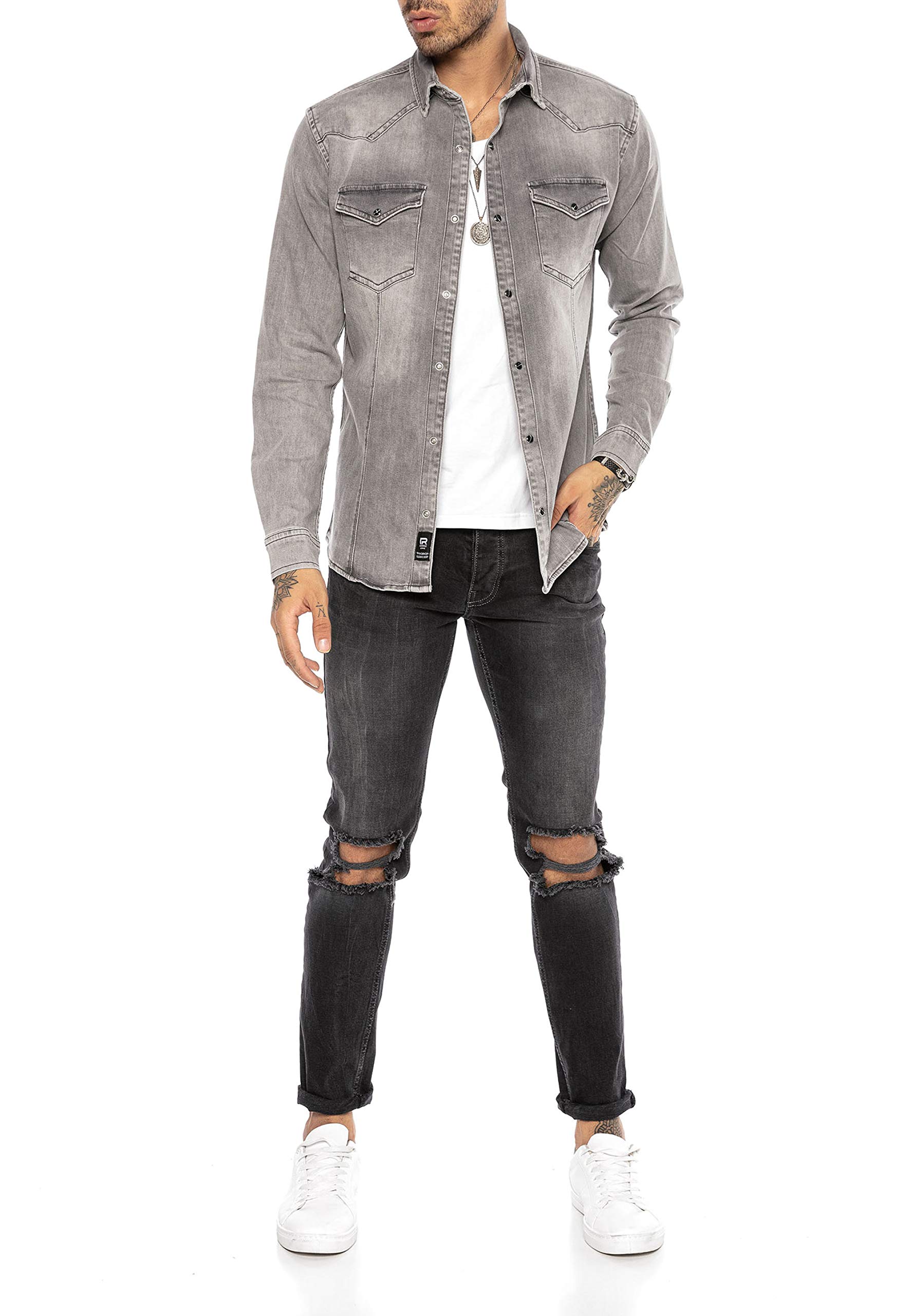 redbridge-jeanshemd-herren-langarm-blau-premium-denim-regular image 6