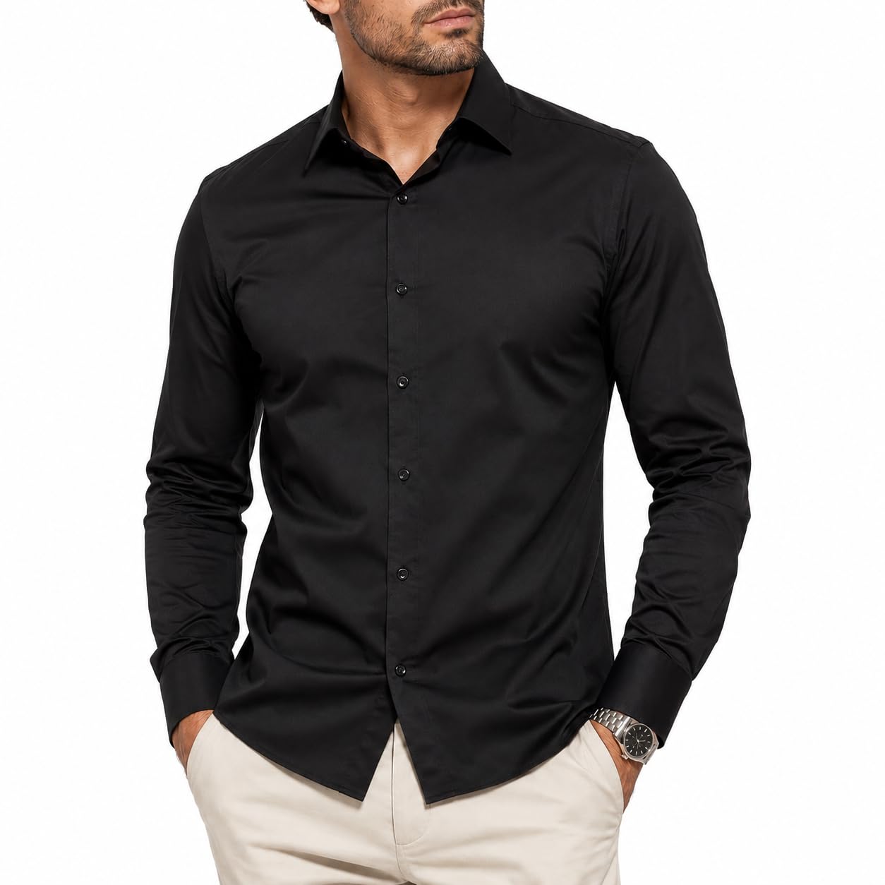 redbridge-hemden-langarmhemd-slim-fit-herren-3xl-schwarz image 1