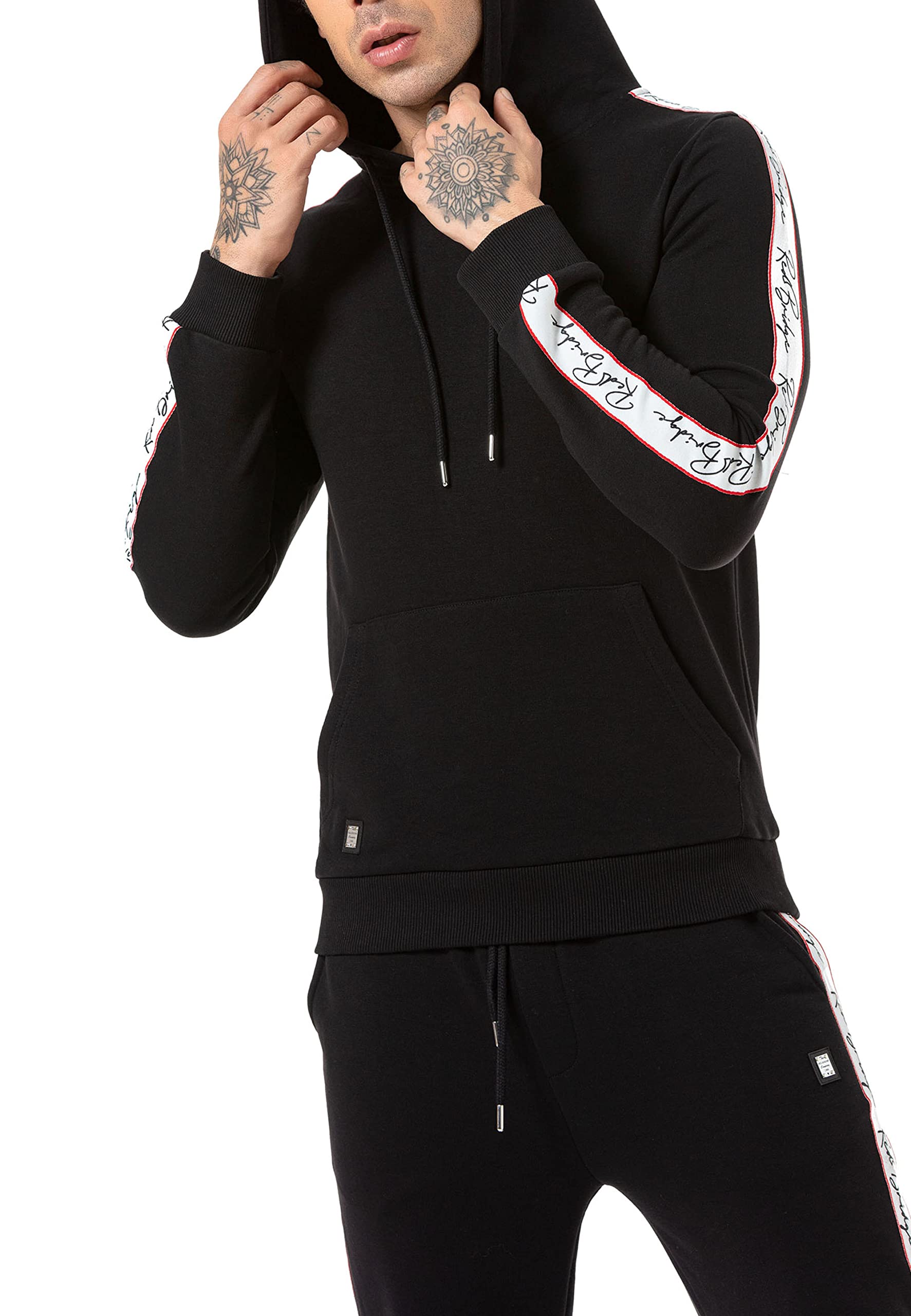 redbridge-streifen-kapuzenpullover-herren-schwarz-hoodie image 3