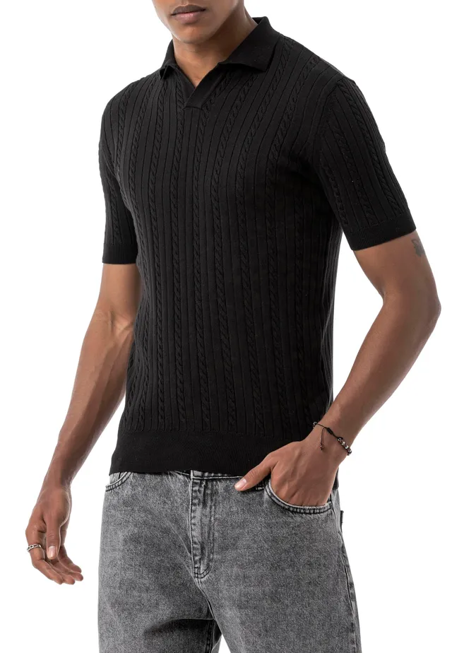 redbridge-poloshirts-herren-strick-polo-zopfmuster-slim-fit image 1
