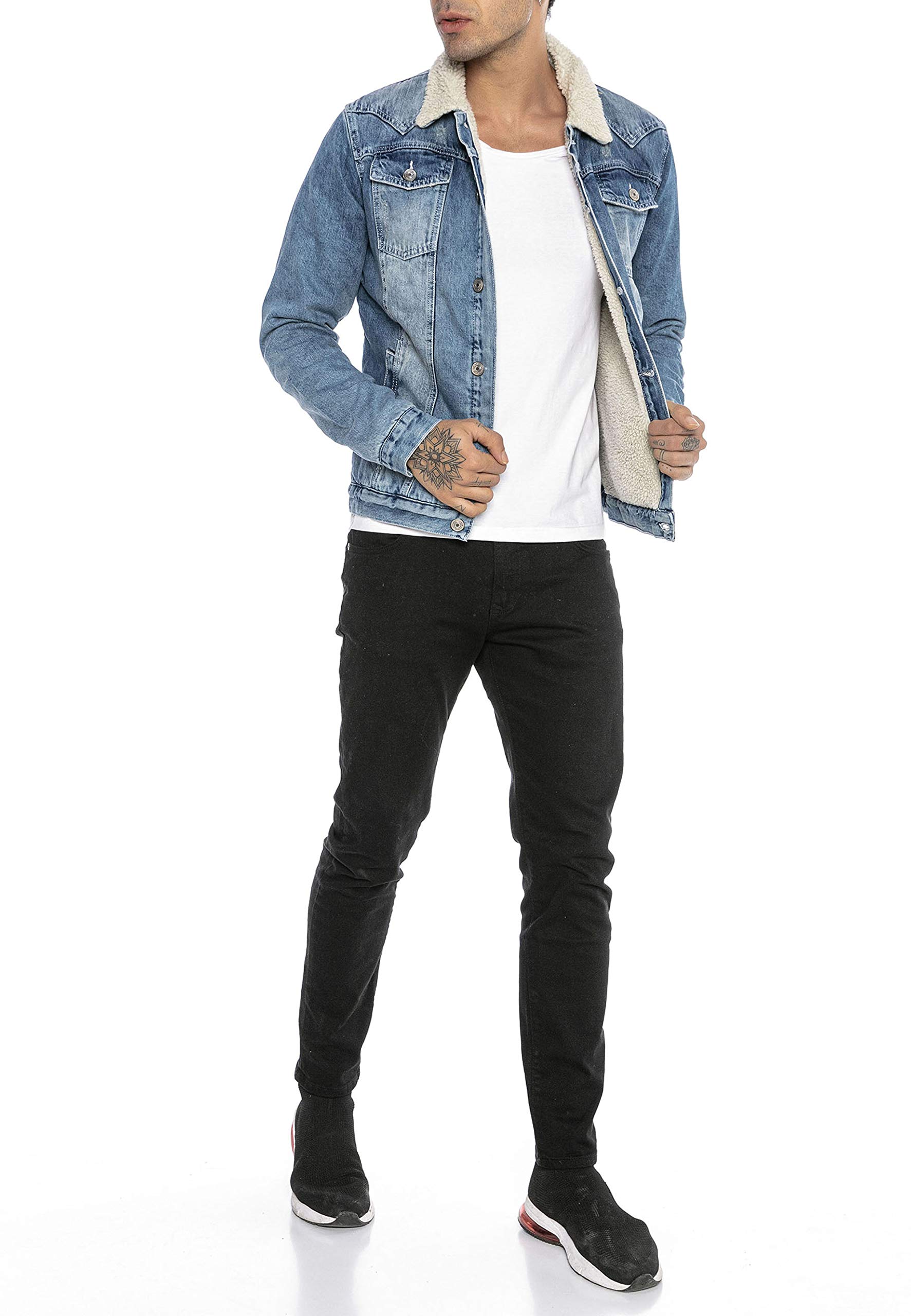 redbridge-jeansjacke-herren-denim-gef-ttert-schwarz-winter-bergangsjacke image 5