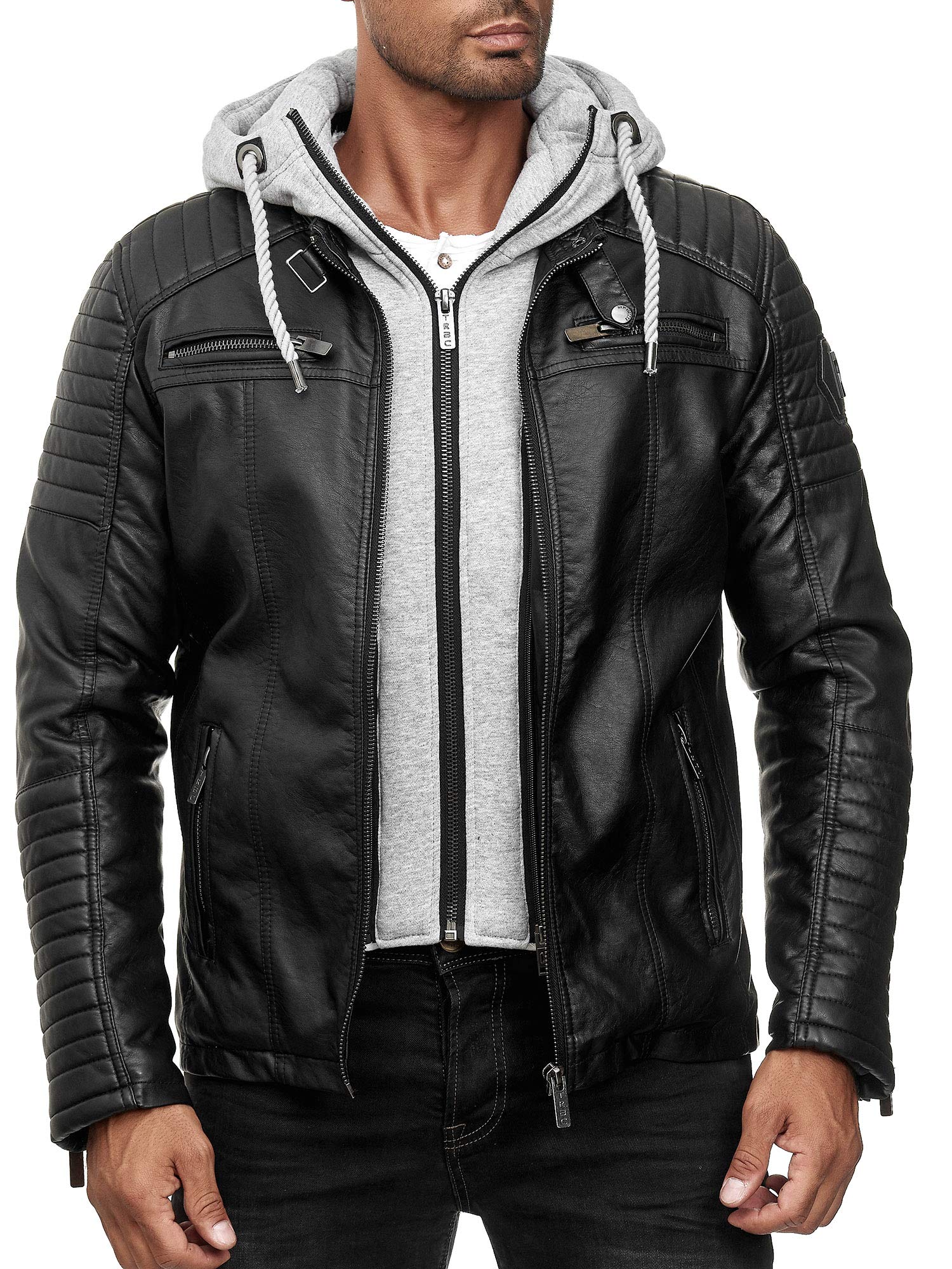 redbridge-bikerjacke-kunstleder-kapuze-schwarz-l image 3