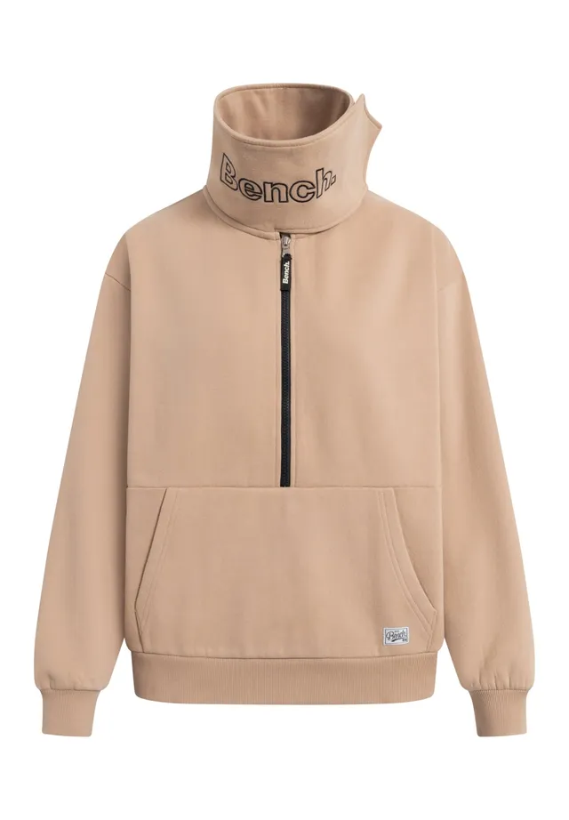 bench-tove-sweatshirt-damen-loose-fit-mit-klappkragen-in-warm-taupe-oder-black-b image 1