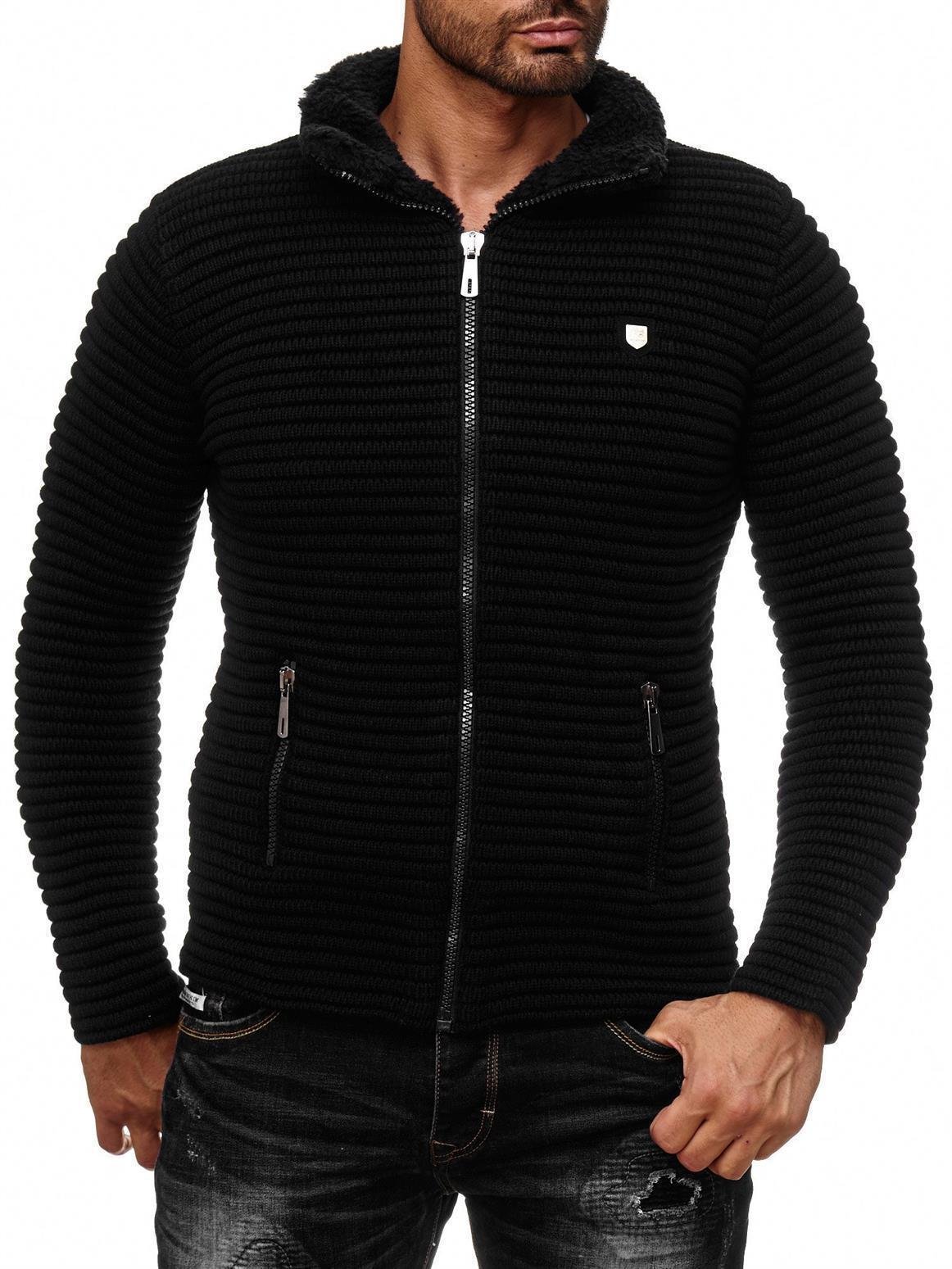 redbridge-m3631-strickjacke-grobstrick-herren-l-grau-kunstfellkragen image 4