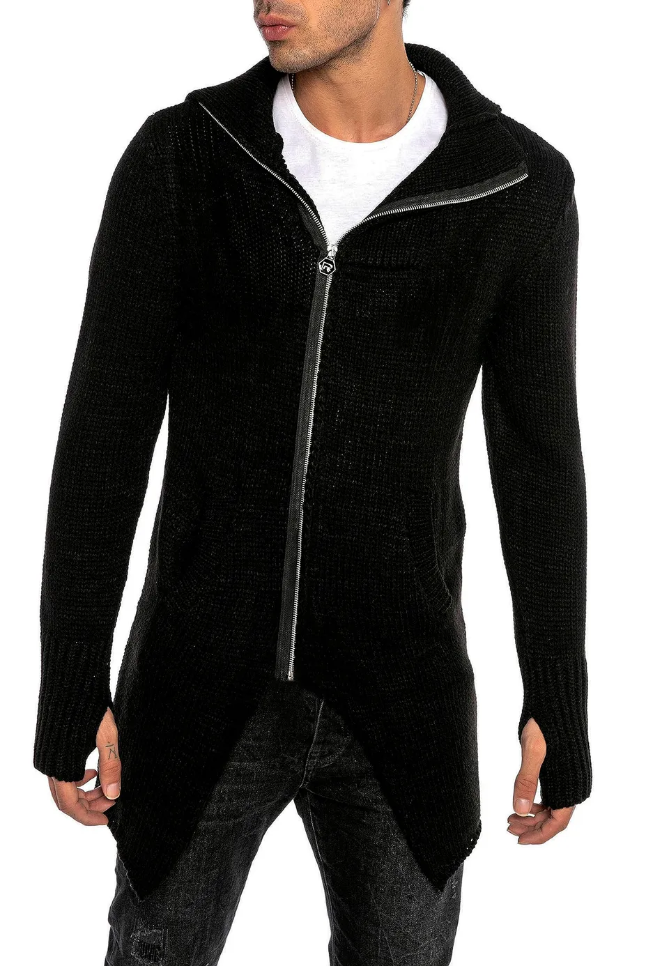 redbridge-asymetric-cut-strickjacke-herren-kapuze-gr-l image 1