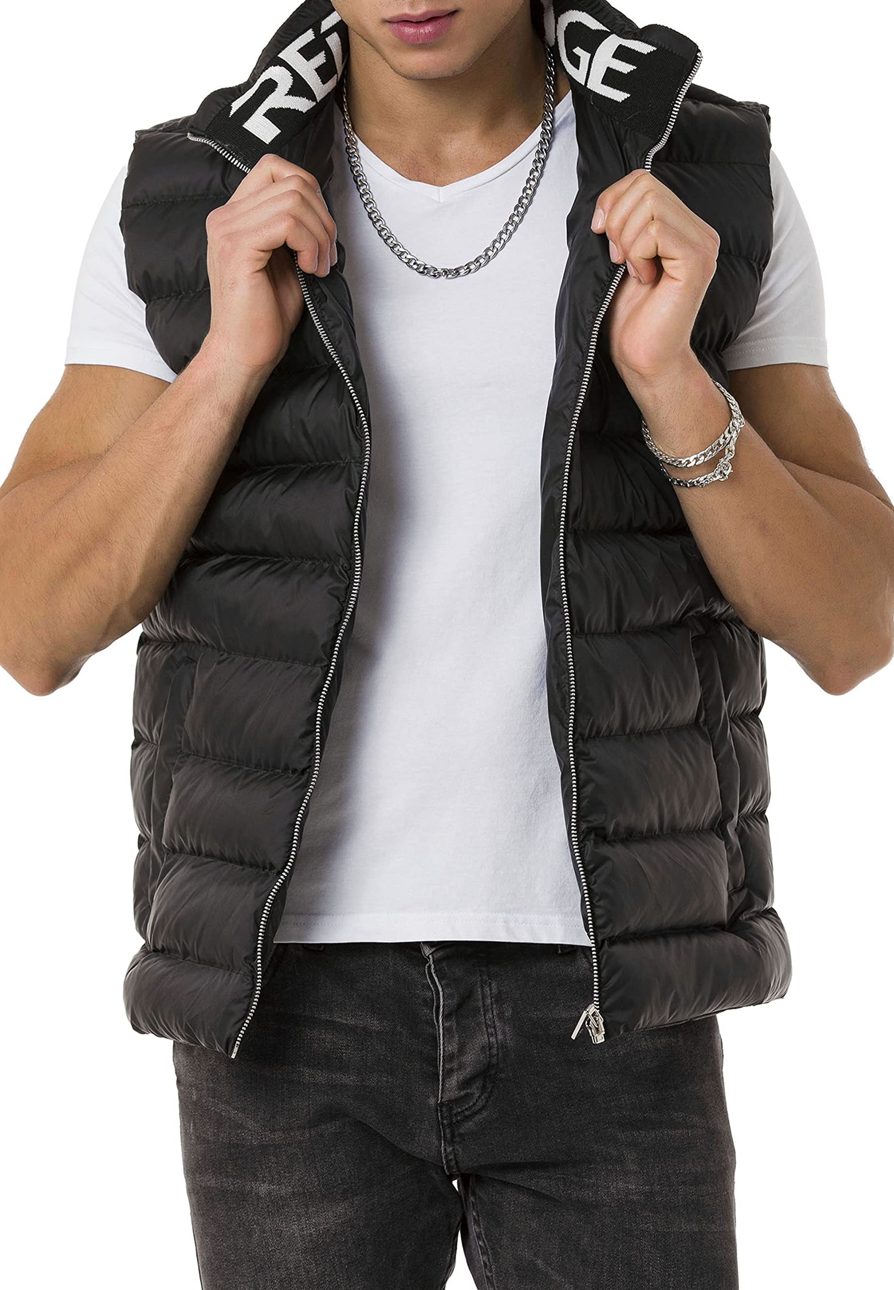 redbridge-weste-herren-stehkragen-big-bubble-schwarz image 3