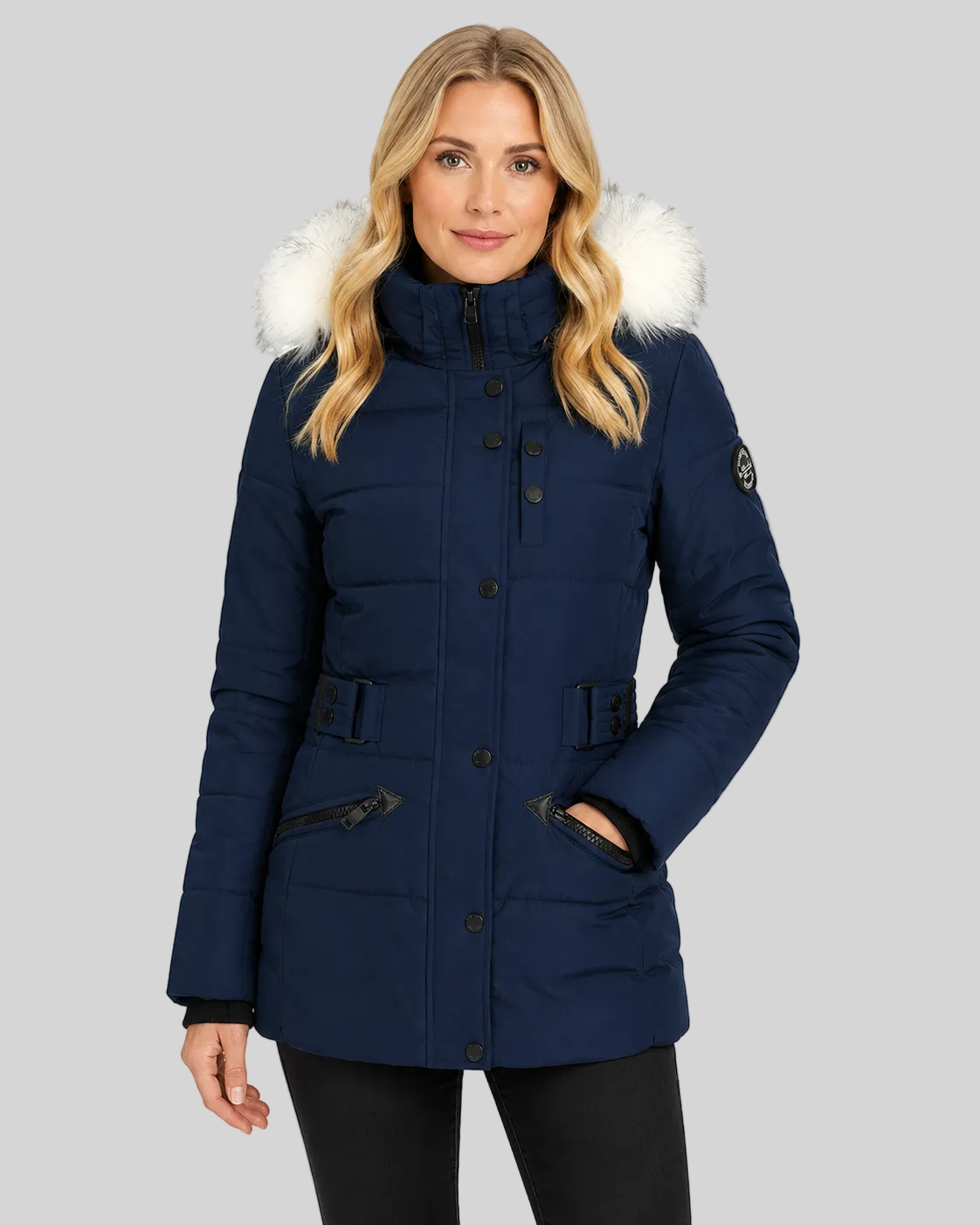 geographical-norway-chester-damen-winterparka-schwarz-lang-g-rtel image 1