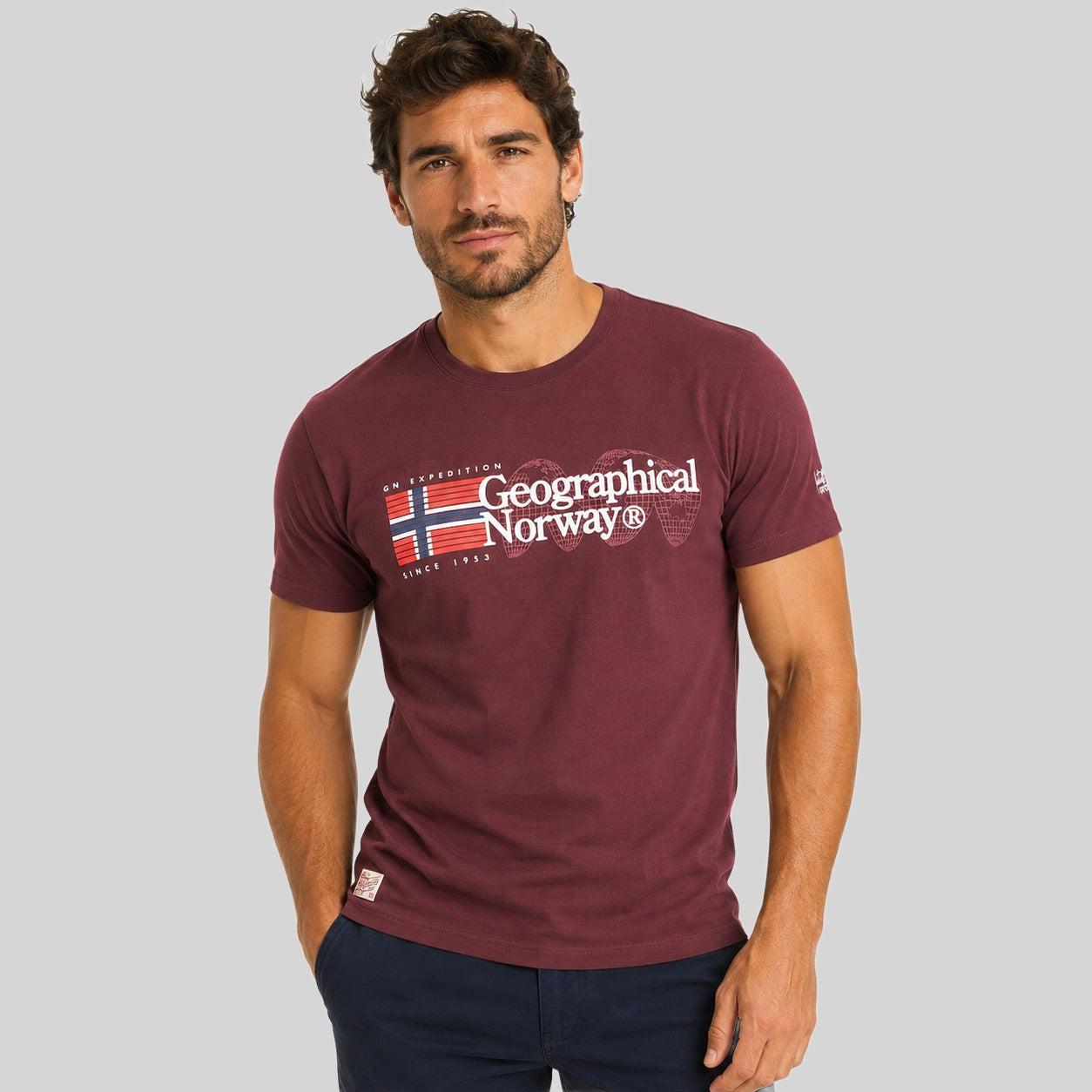 geographical-norway-jaramont-herren-t-shirt-bordeaux-print image 6