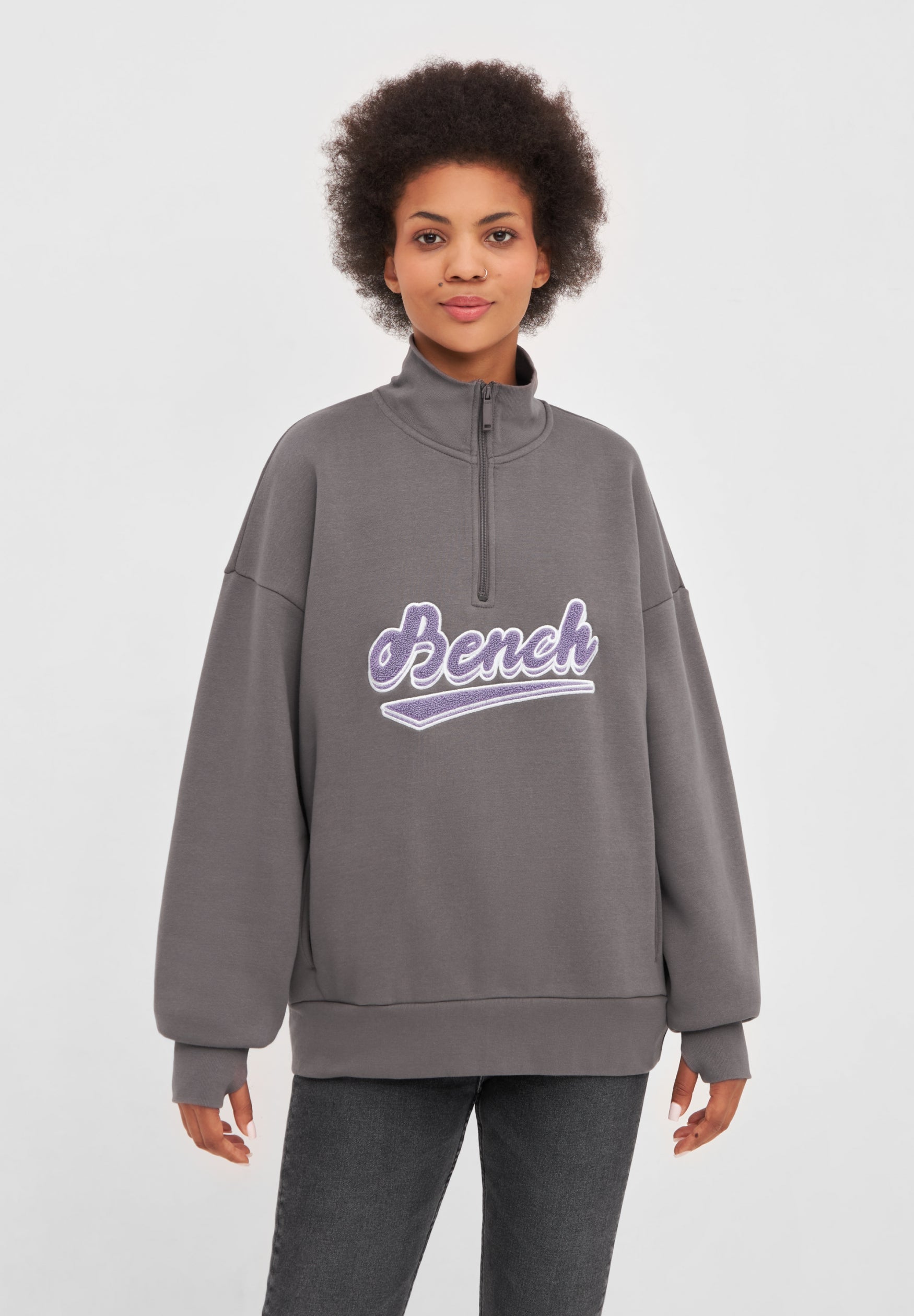 bench-andreera-sweatshirt-damen-charcoal-half-zip image 2