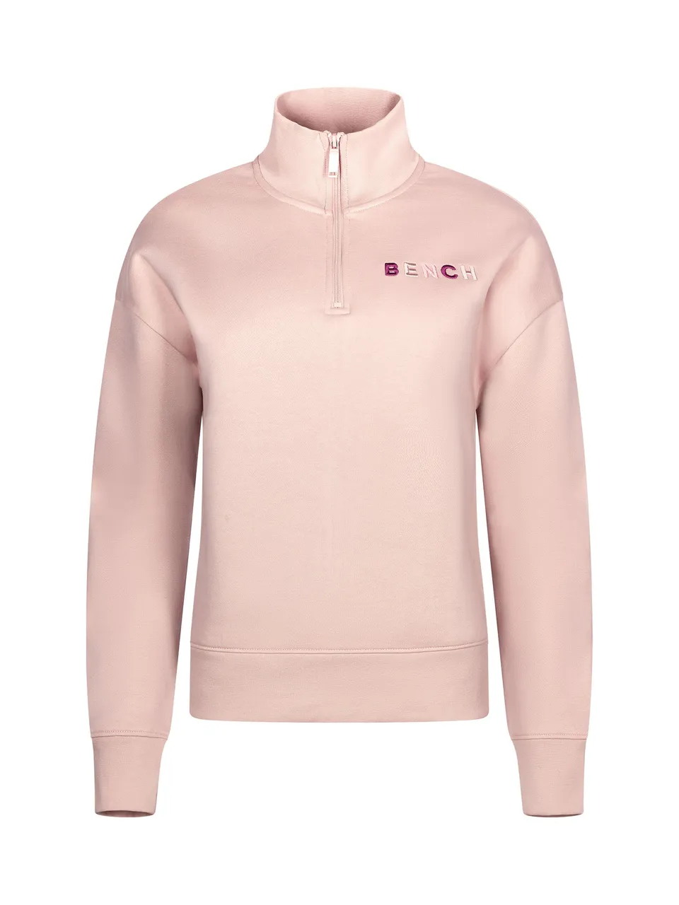 bench-huntley-damen-halfzip-sweater-dusky-rose-logo image 1