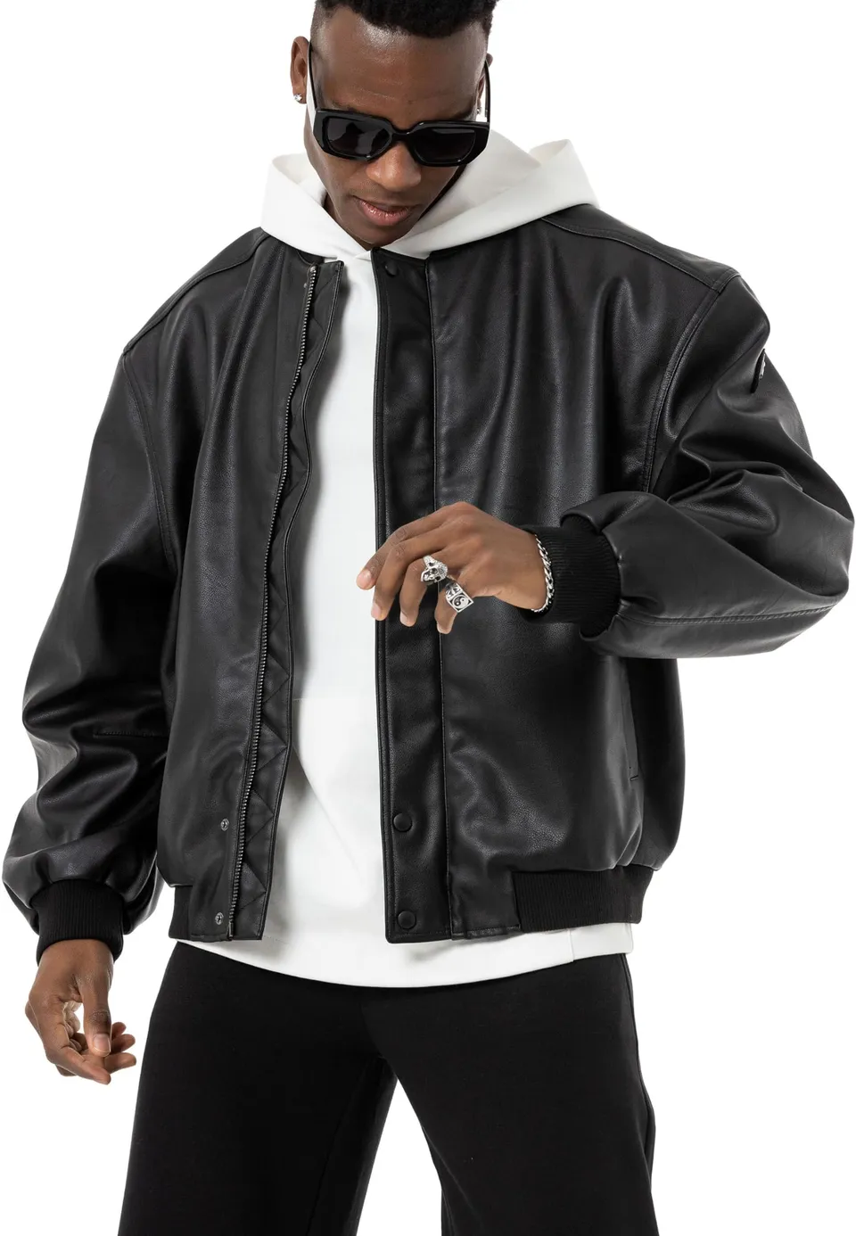 redbridge-bomberjacke-leder-oversize-xxl-schwarz-kunstleder image 1