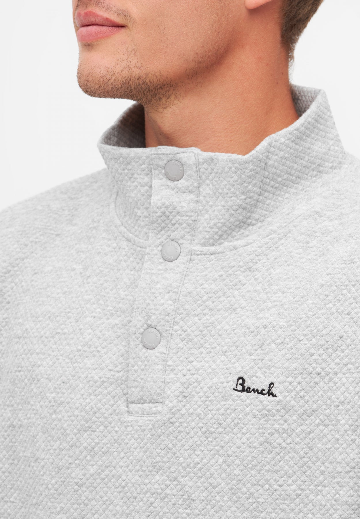 bench-heber-herren-sweatshirt-grau-stepp-knopfleiste image 4