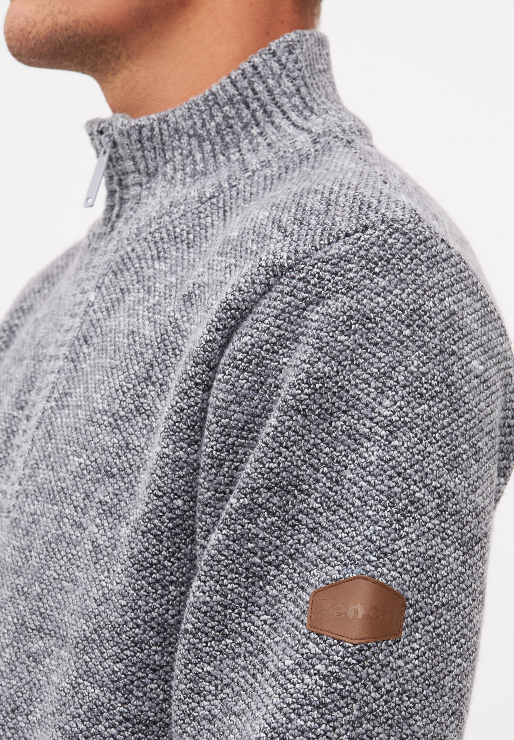 bench-checkson-pullover-herren-grey-marl-1-4-zip image 8