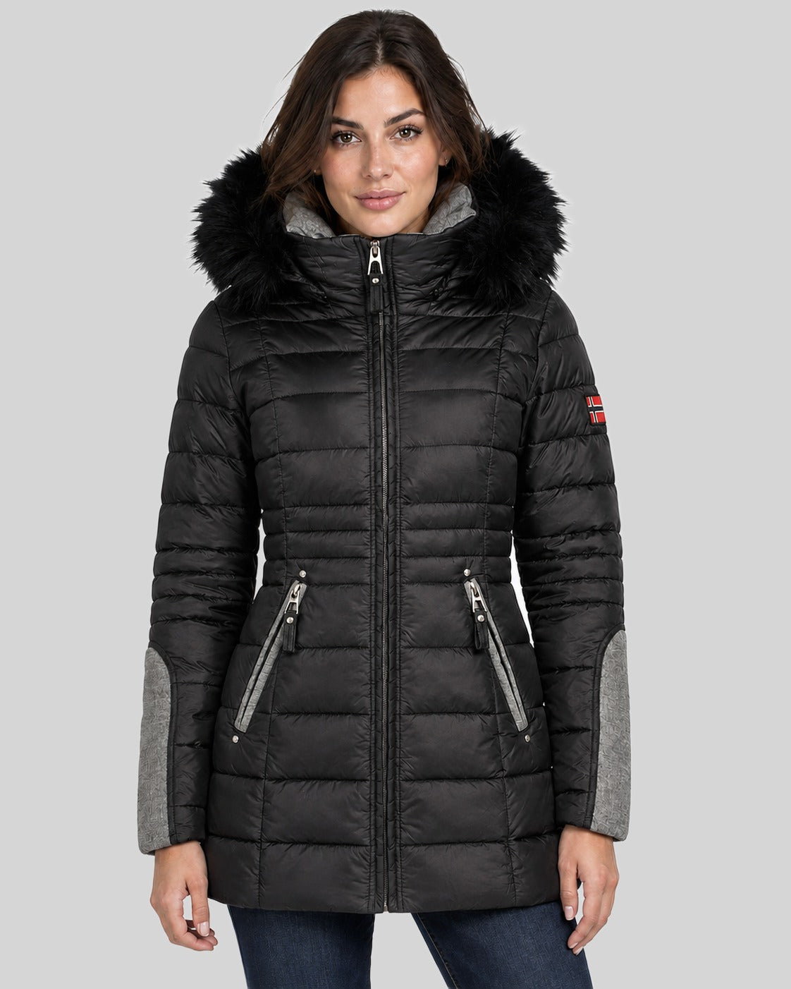 geographical-norway-belete-damen-parka-schwarz-fellkapuze image 6
