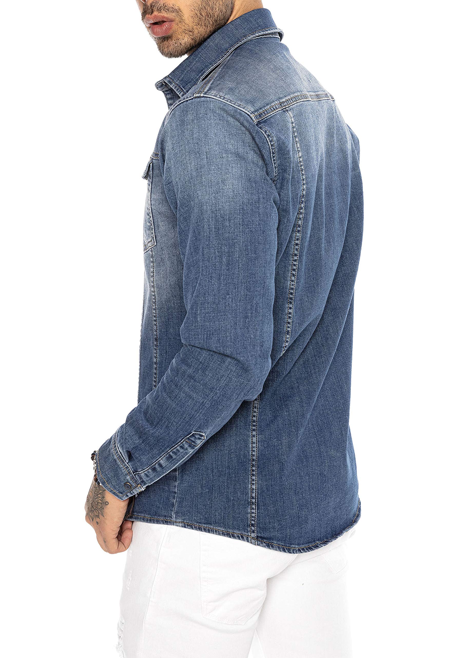 redbridge-premium-denim-jeanshemd-herren-s-dunkelblau image 4