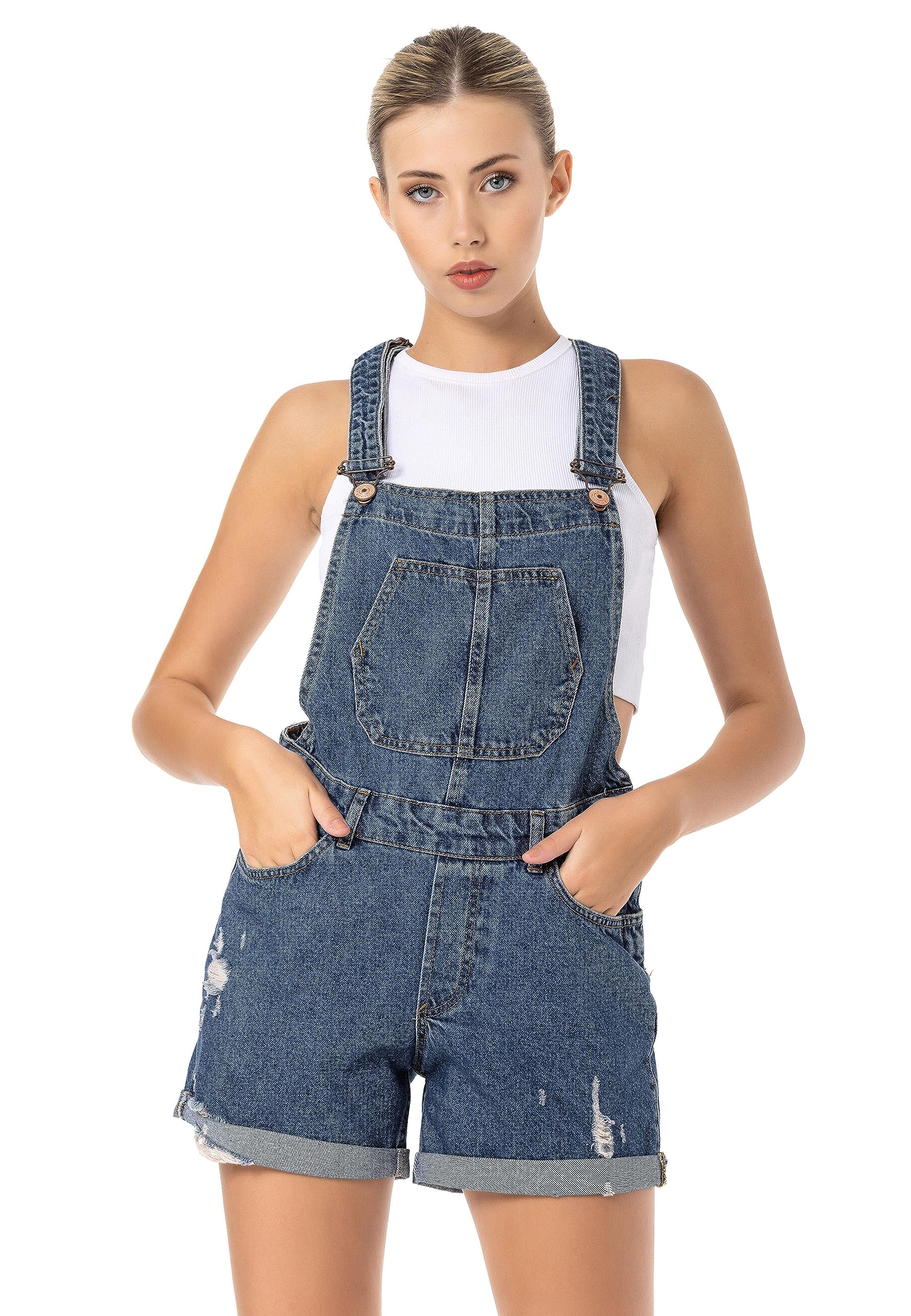 redbridge-hosen-latzhose-blau-30w-jeans-overall-stretch image 2