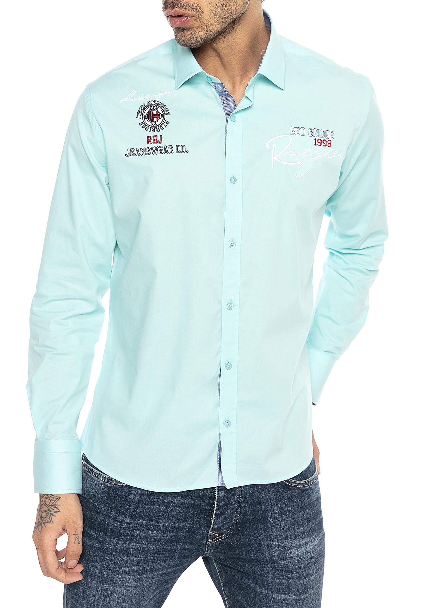 redbridge-freizeithemd-herren-casual-langarm-baumwolle-mint image 6