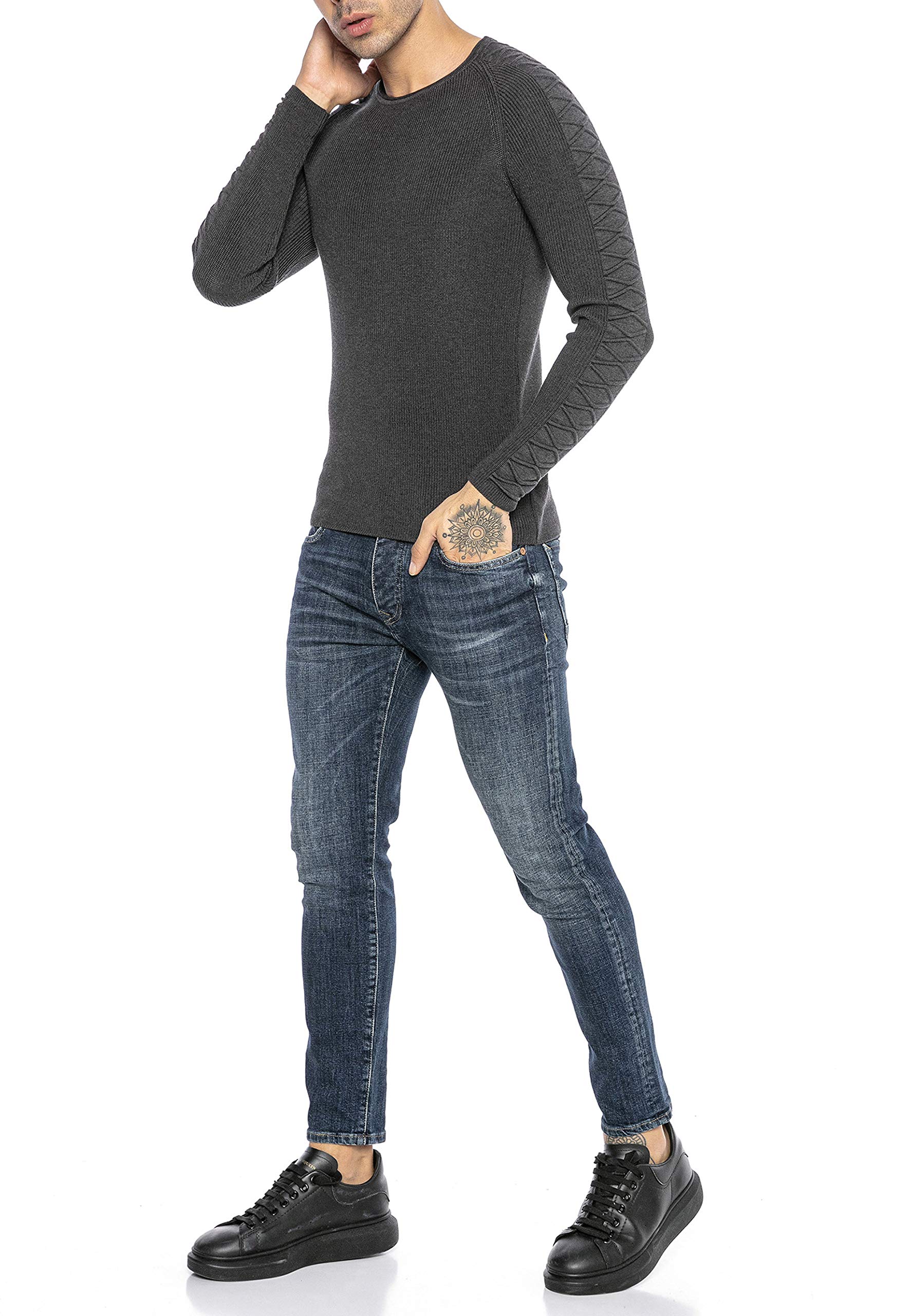 redbridge-cross-lines-m3117-strickpullover-herren-grau-slim-fit image 5