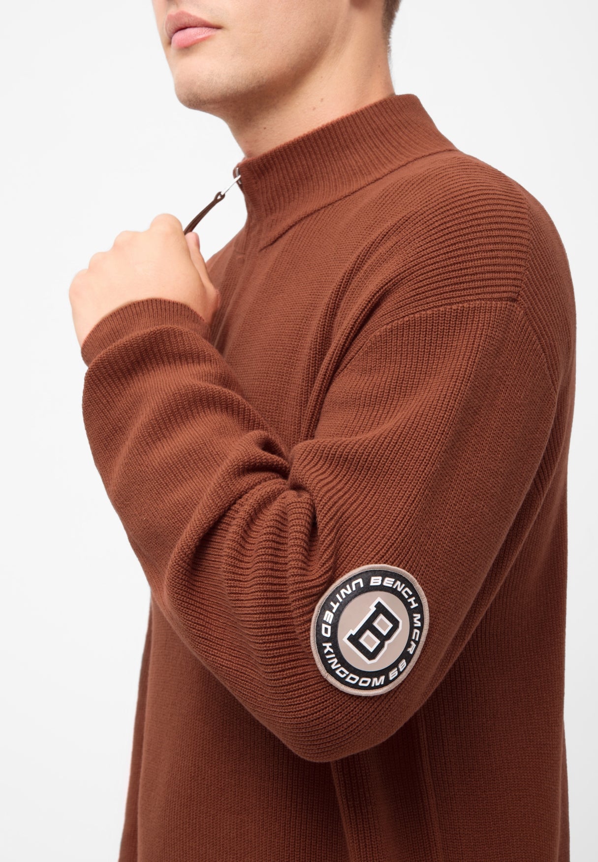 bench-alvar-herren-strickpullover-rustic-brown-viertelzip image 4