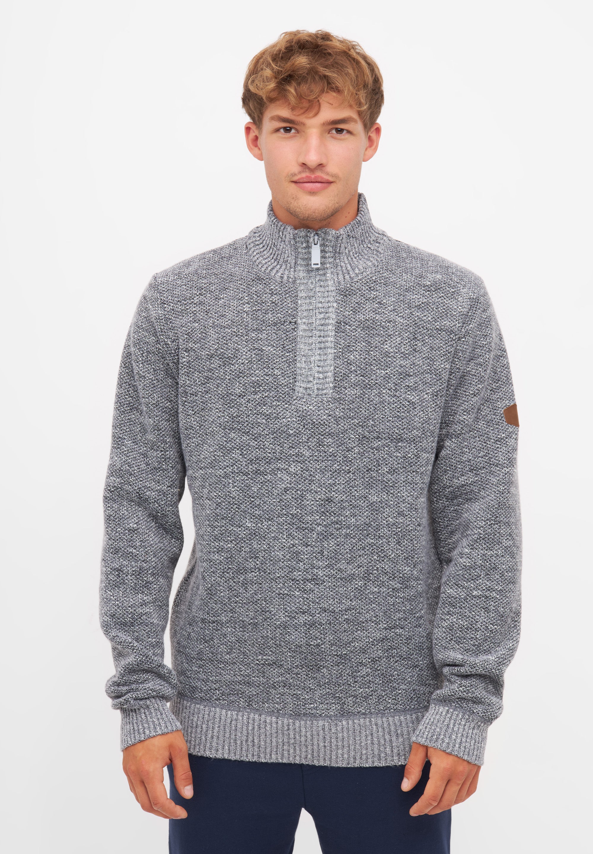 bench-checkson-pullover-herren-grey-marl-1-4-zip image 6