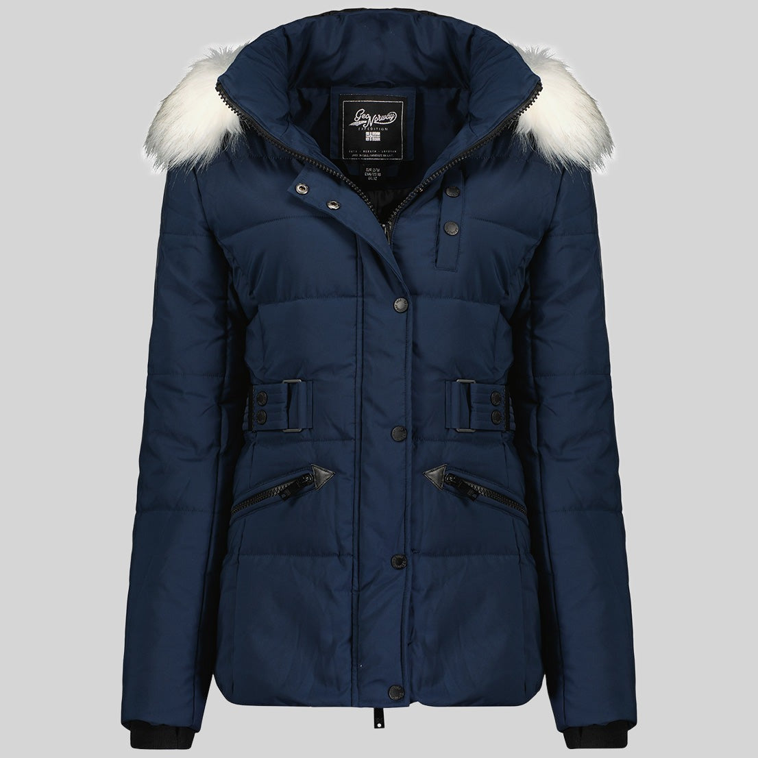 geographical-norway-chester-damen-winterparka-schwarz-lang-g-rtel image 2