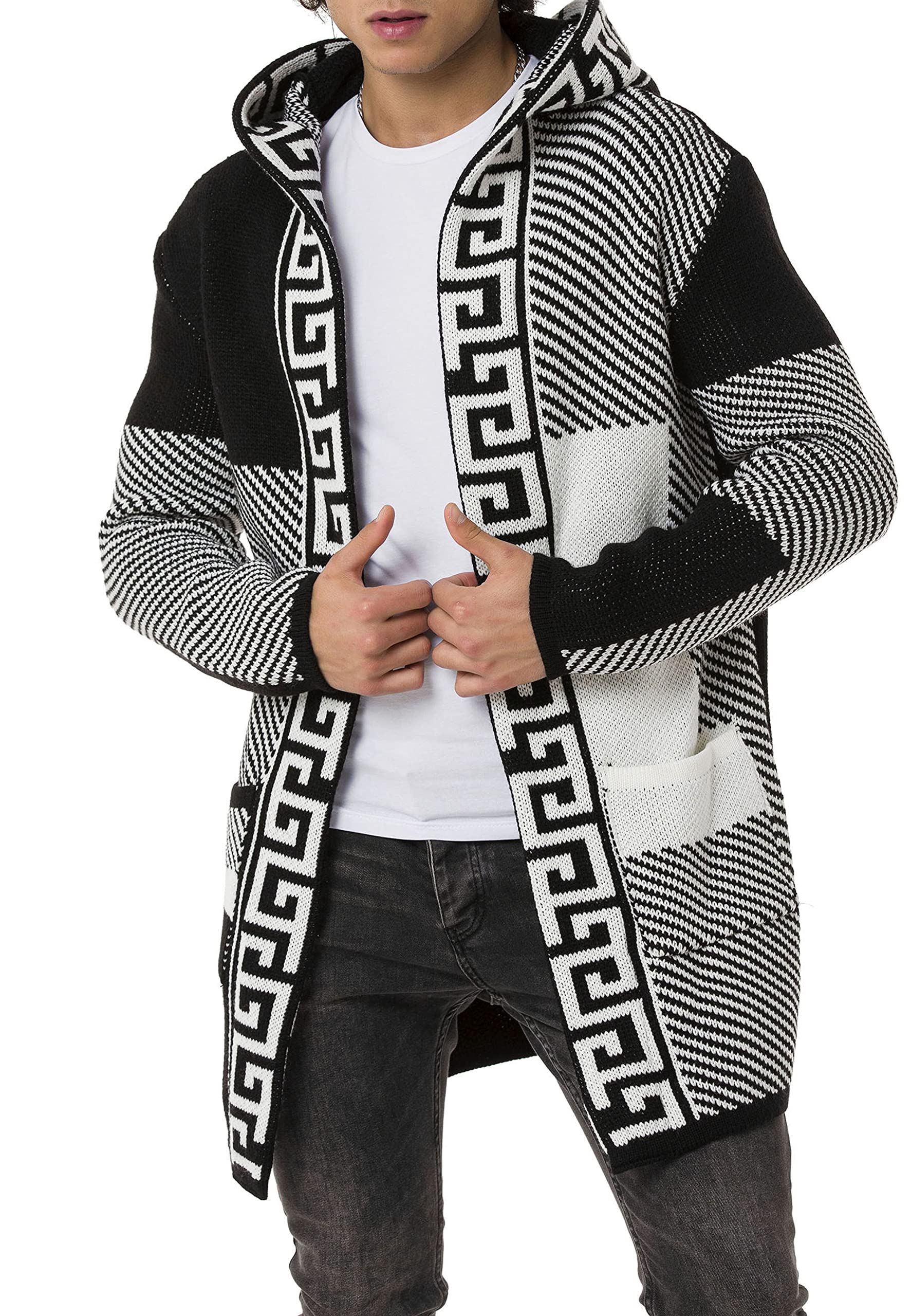 redbridge-cardigans-strickjacke-m3644-kapuze-schwarz-wei-lang image 3