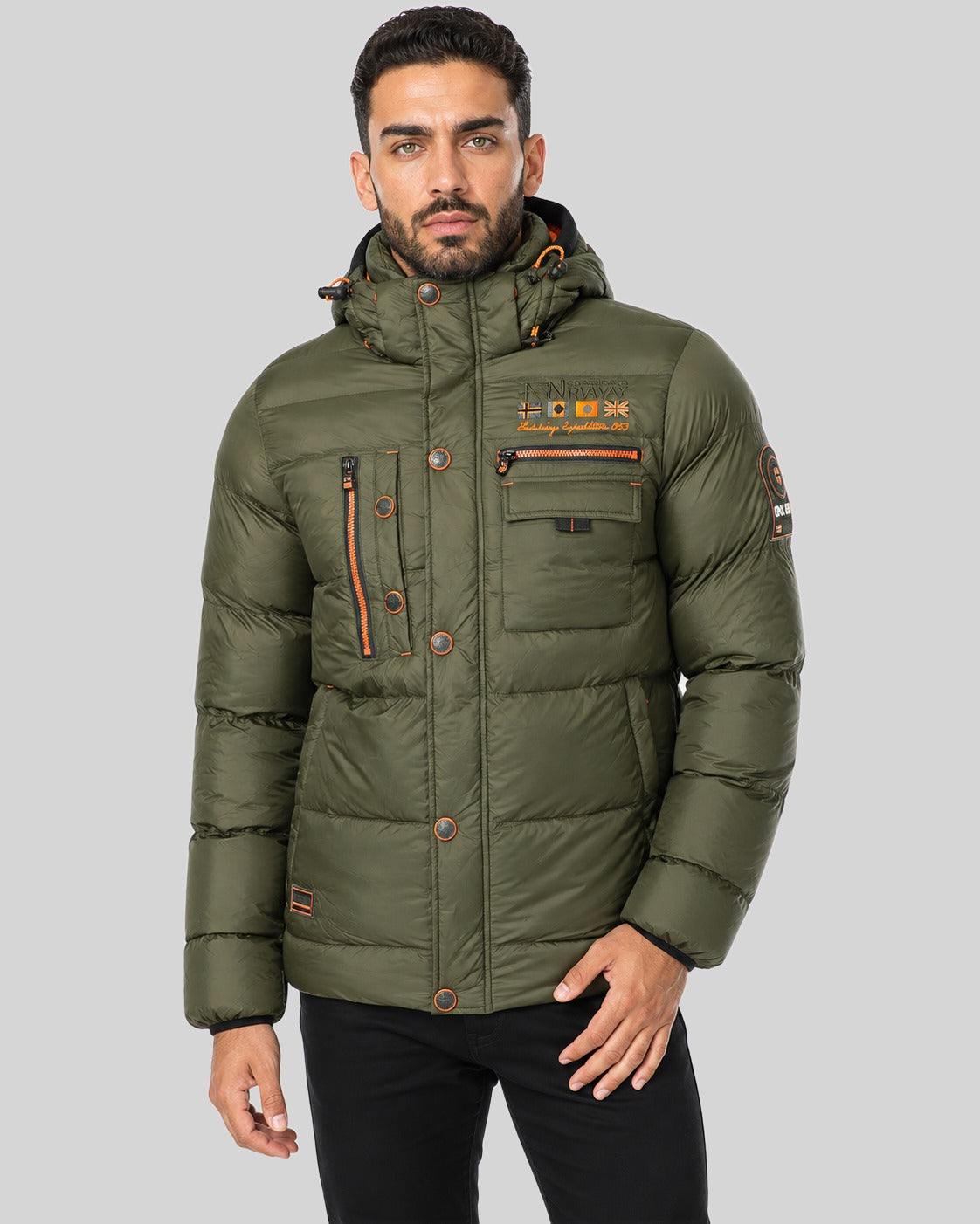 geographical-norway-citernier-herren-steppjacke-kaki-kapuze image 1