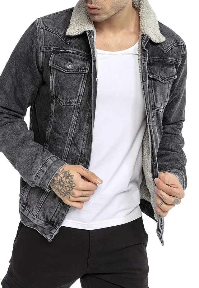 redbridge-jeansjacke-herren-denim-gef-ttert-blau-winter-bergangsjacke image 1