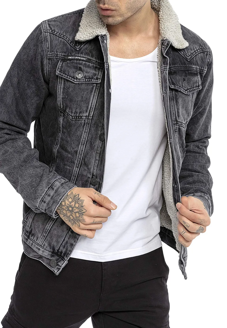 redbridge-jeansjacke-herren-denim-gef-ttert-blau-winter-bergangsjacke image 1