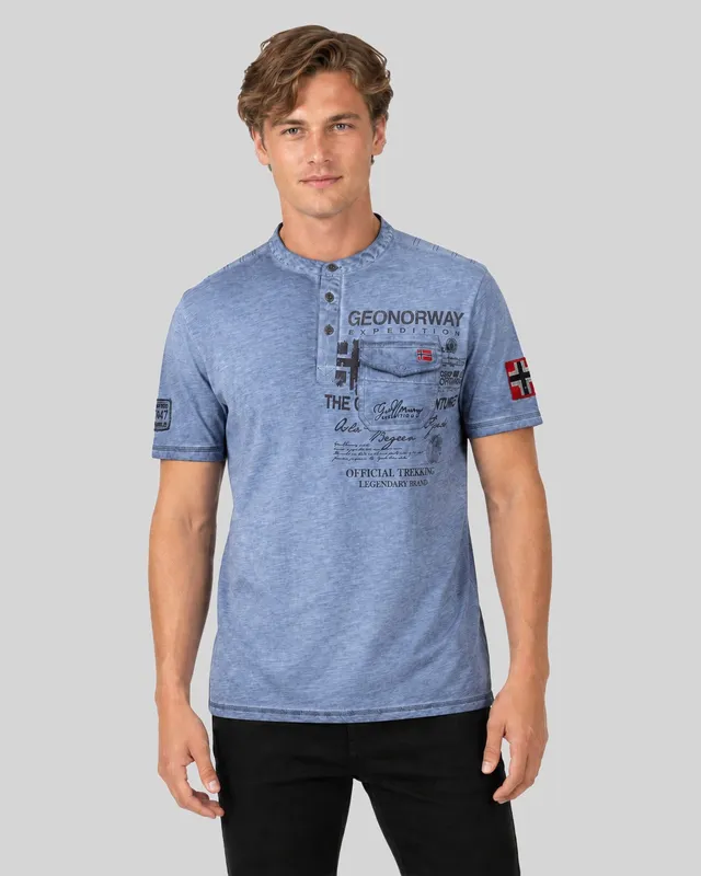 geographical-norway-jeony-herren-t-shirt-mao-kragen-blau image 1