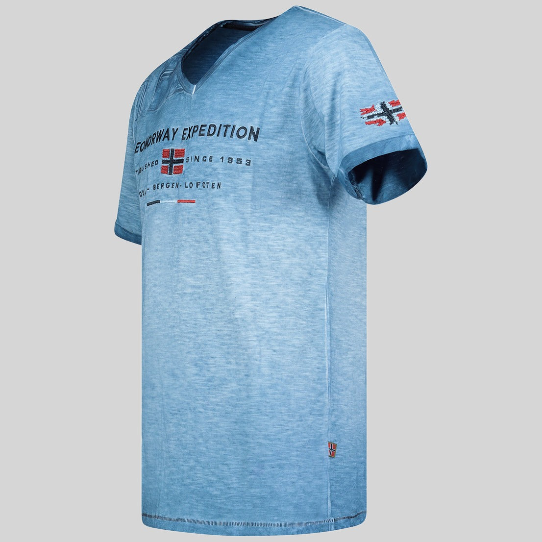 geographical-norway-jiwash-herren-t-shirt-blau-v-ausschnitt image 4