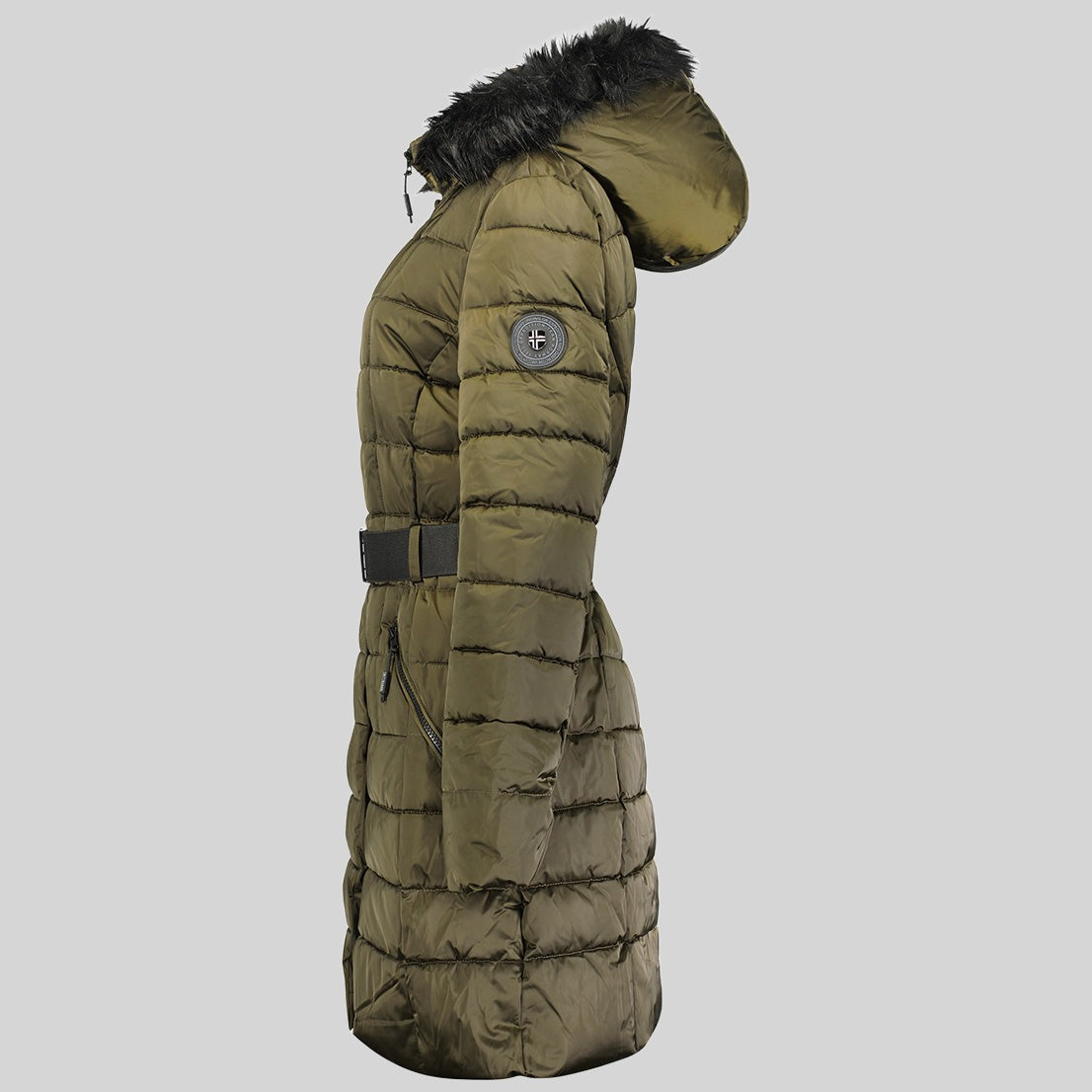 geographical-norway-anemone-damen-parka-winterjacke-kaki-fellkapuze image 5