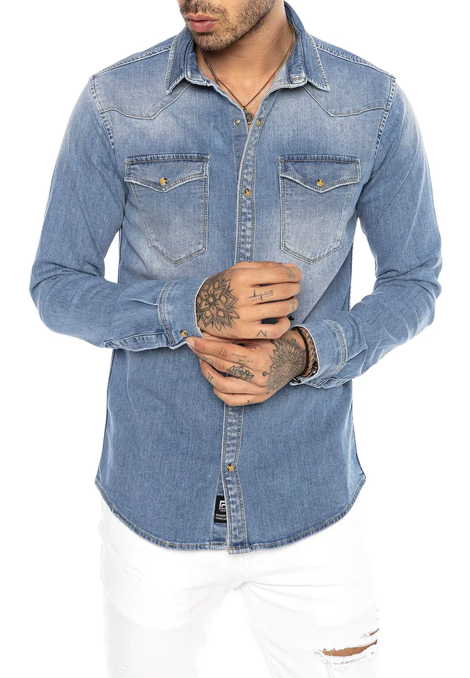 redbridge-premium-denim-jeanshemd-herren-langarm-casual image 1