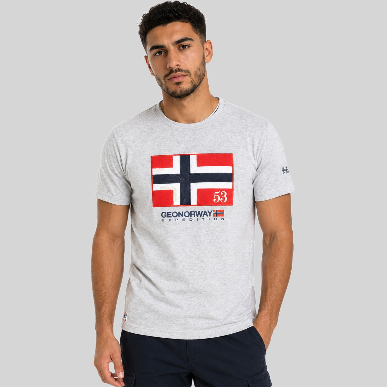 geographical-norway-j-newflag-t-shirt-herren-kaki-rundhals image 6